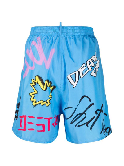 DSQUARED2 spray-paint logo swim shorts outlook