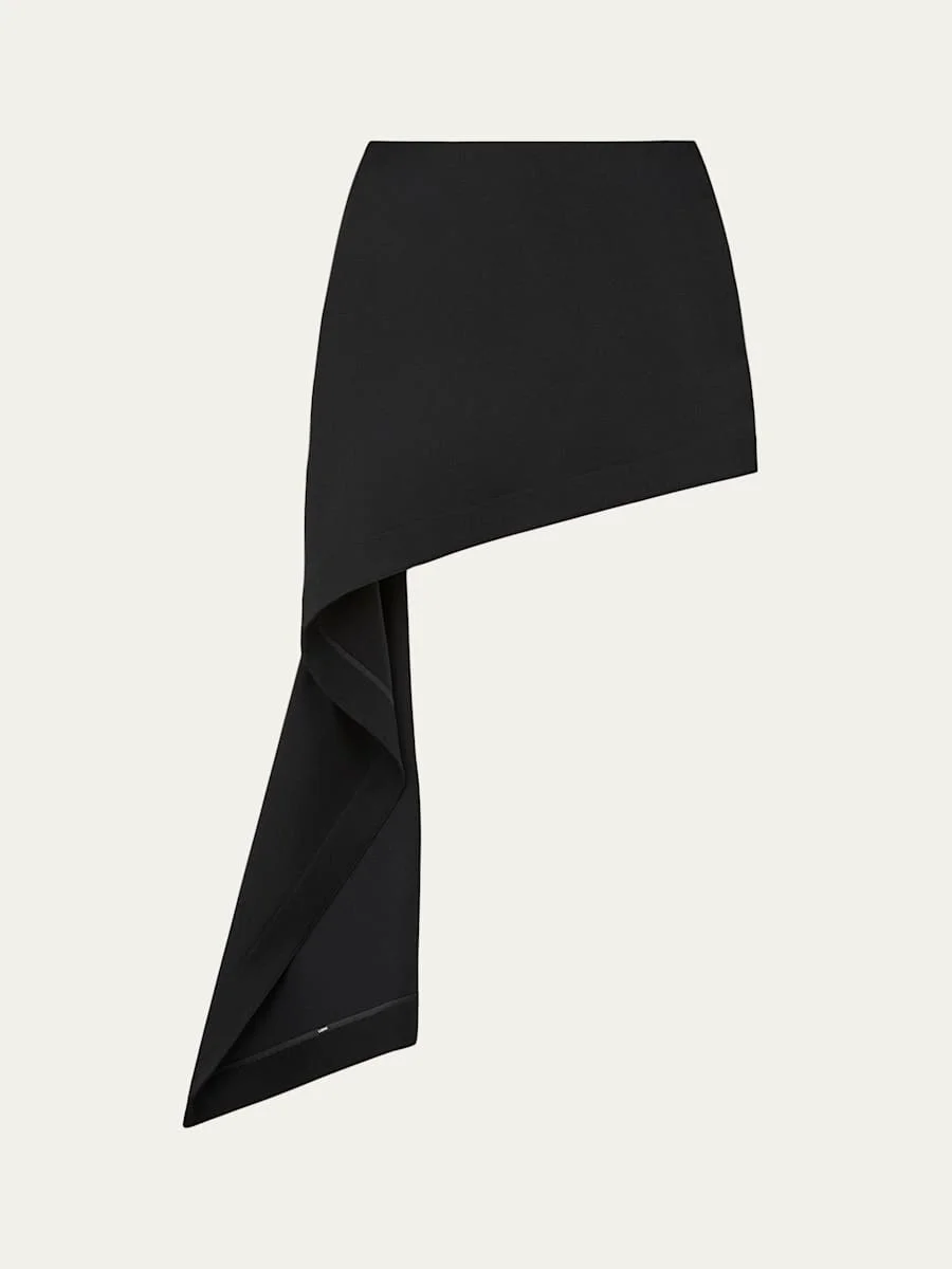 Asymmetric Drape Mini Skirt - 1