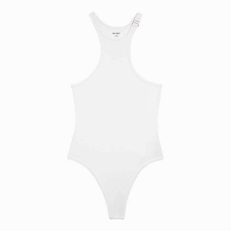 WHITE ONE-PIECE SWIMMING COSTUME - 1