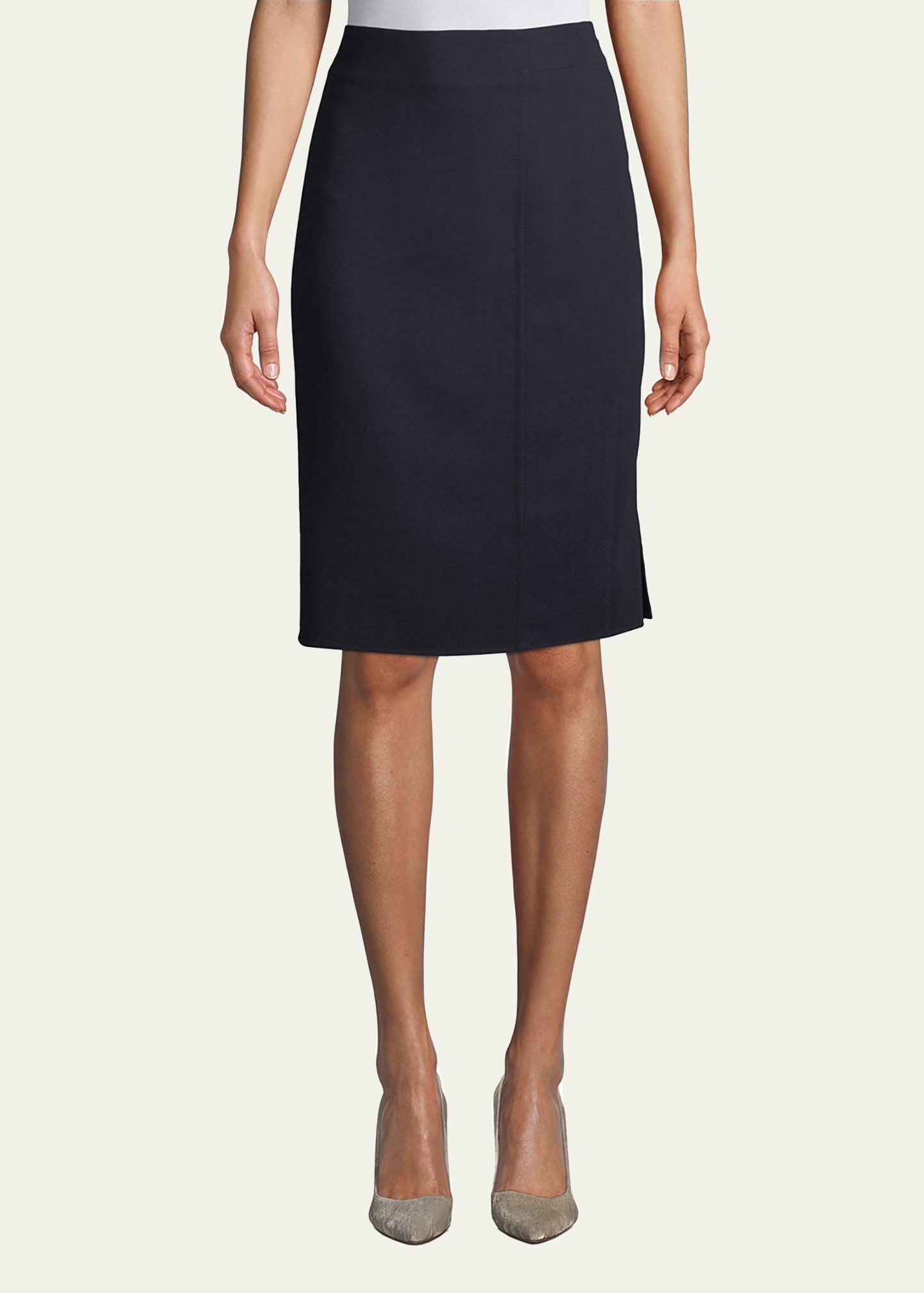 Wool-Blend Knee-Length Pencil Skirt - 2