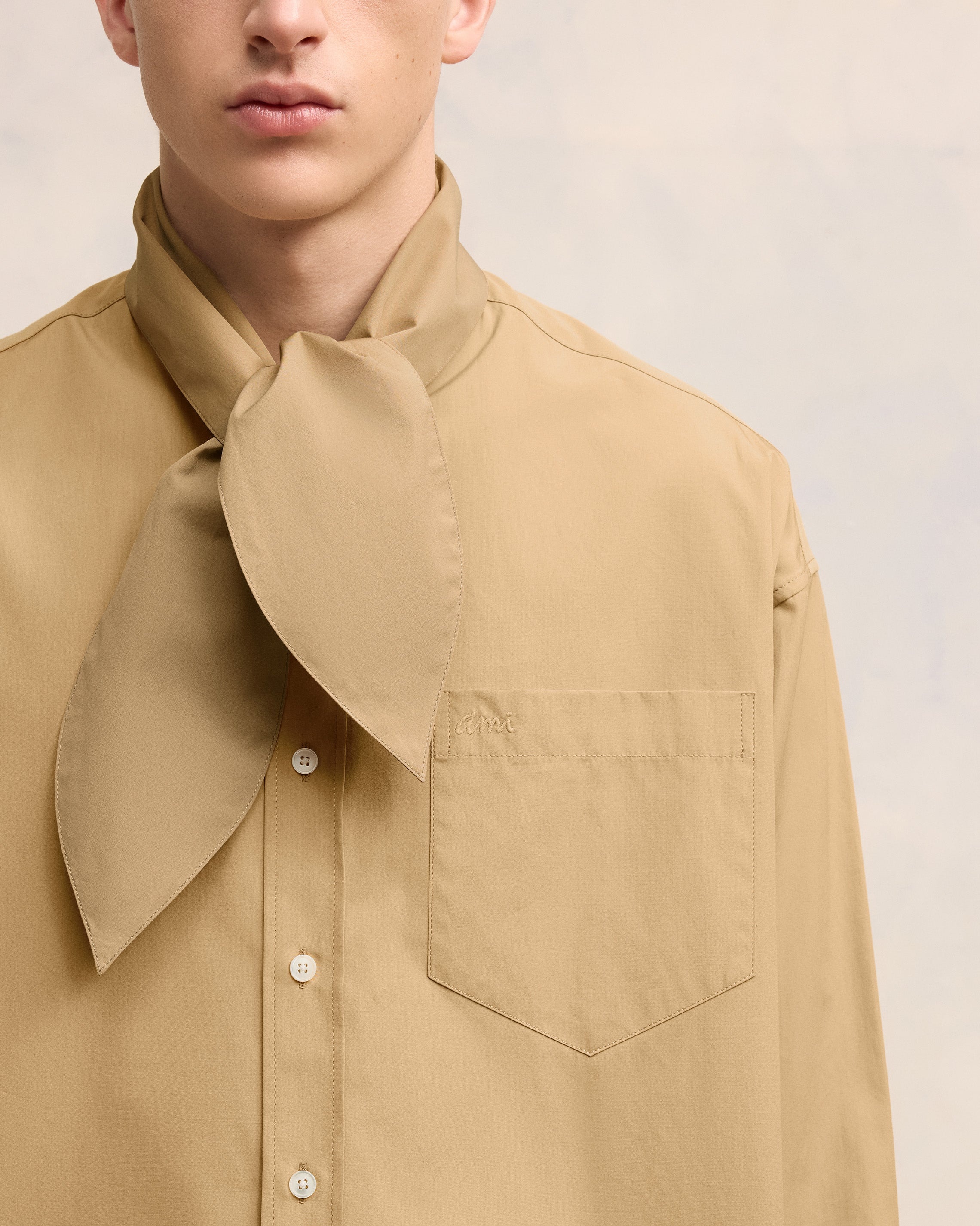 SCARF COLLAR SHIRT - 4