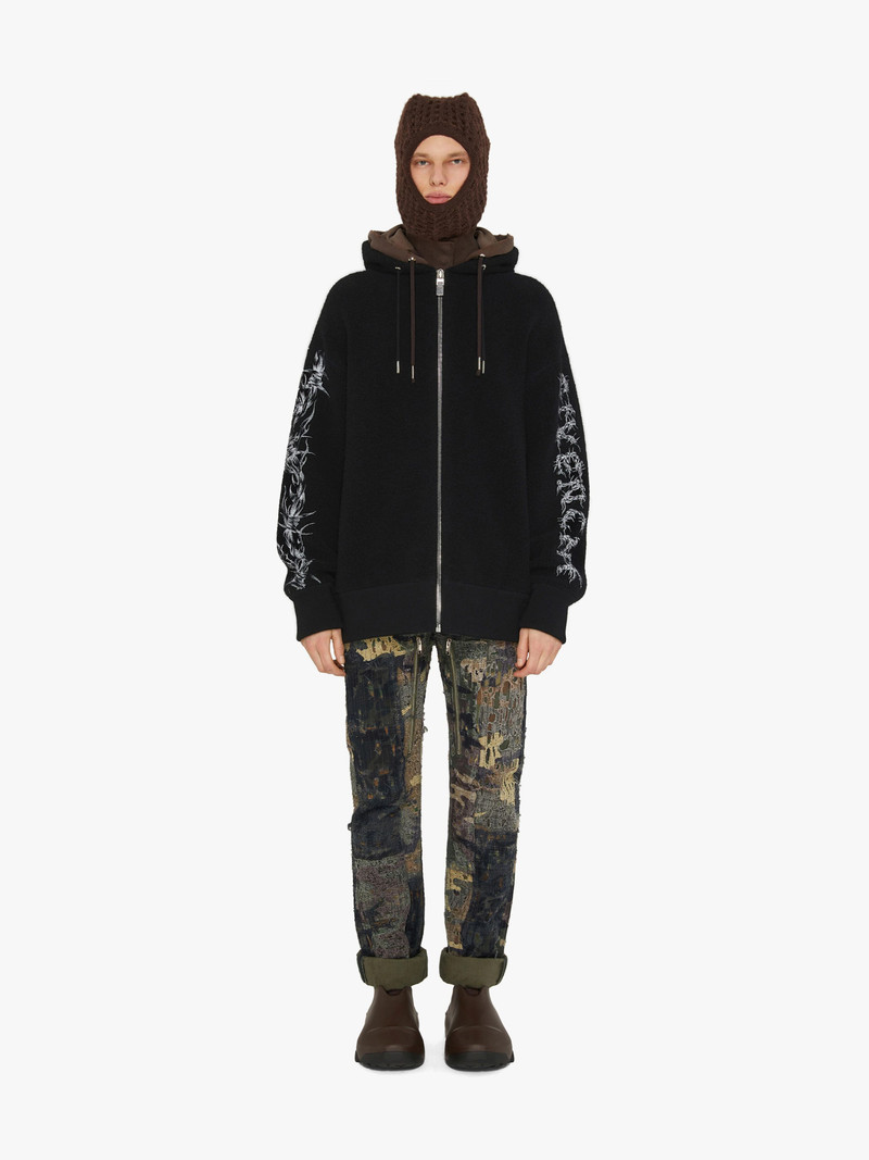 Givenchy GIVENCHY BARBED WIRE ZIPPED HOODIE IN RINGLET KNIT outlook