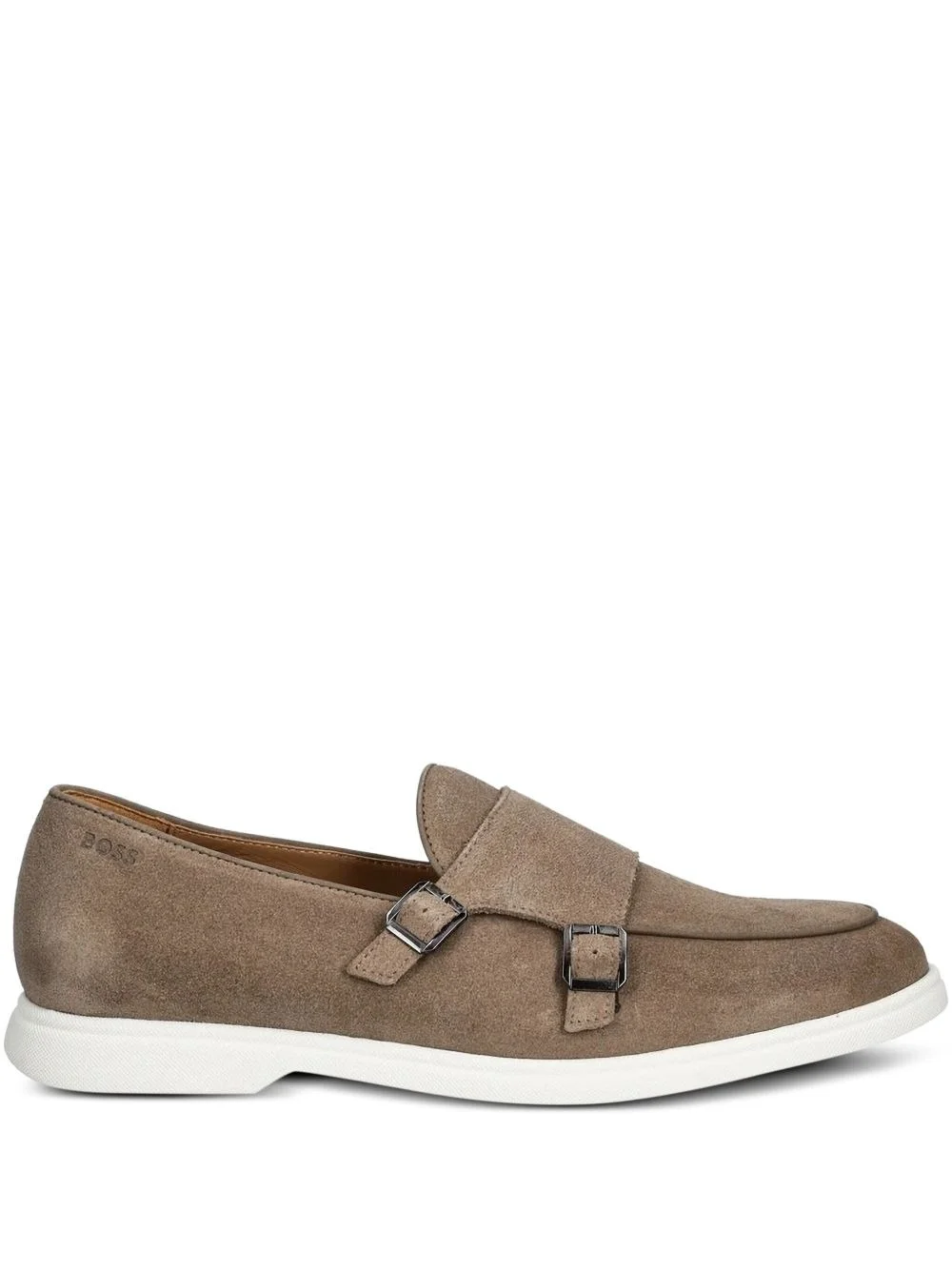 double-buckle suede loafers - 1