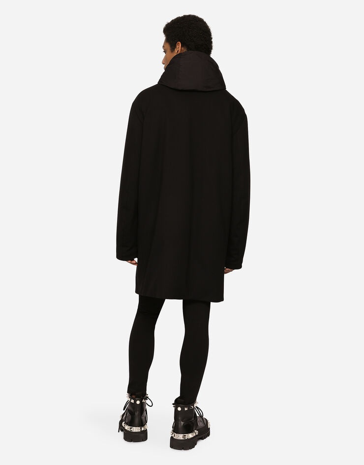 Stretch jersey parka with hood and tag - 3