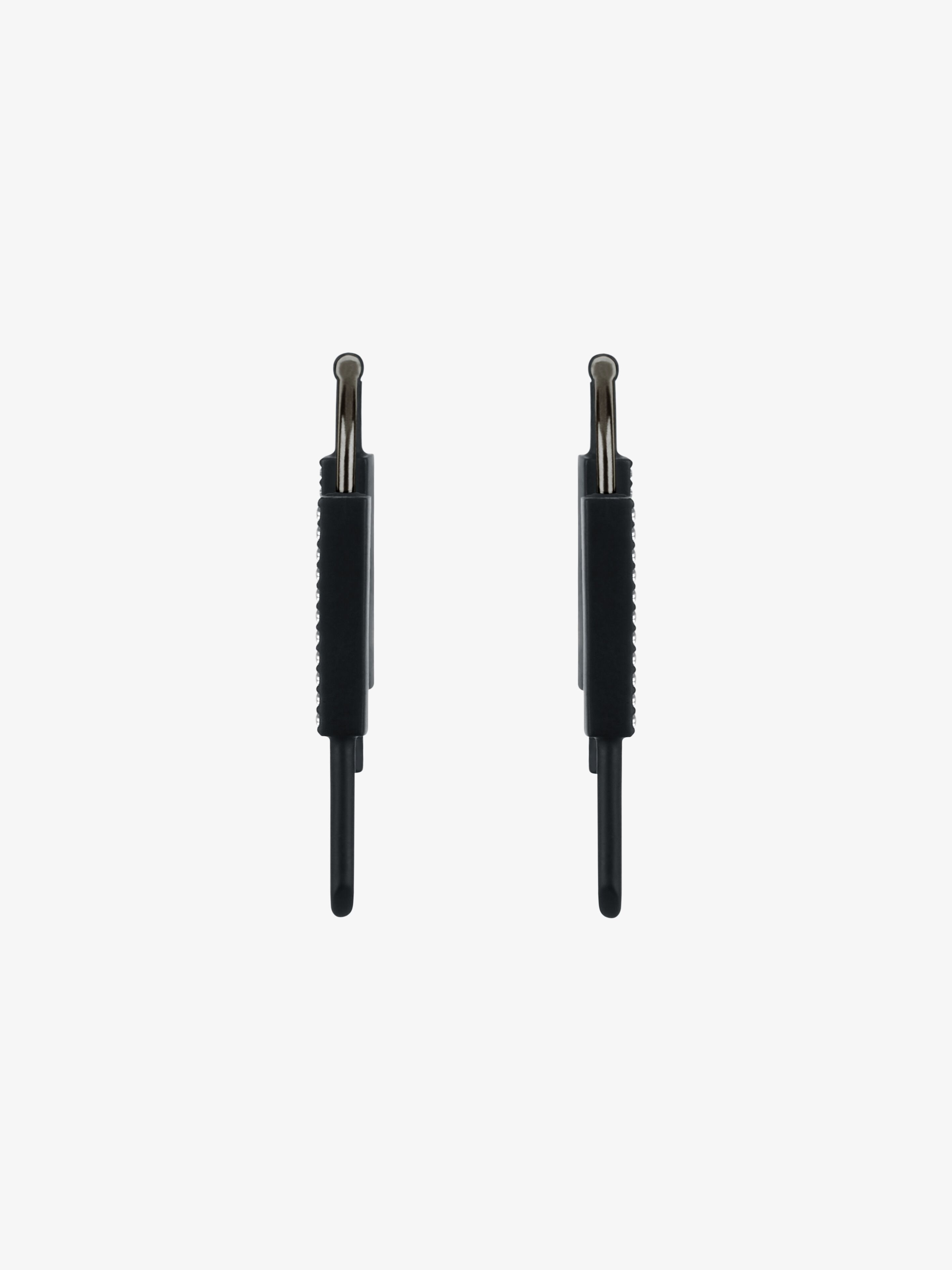 U LOCK BLACK EARRINGS WITH CRYSTALS - 6