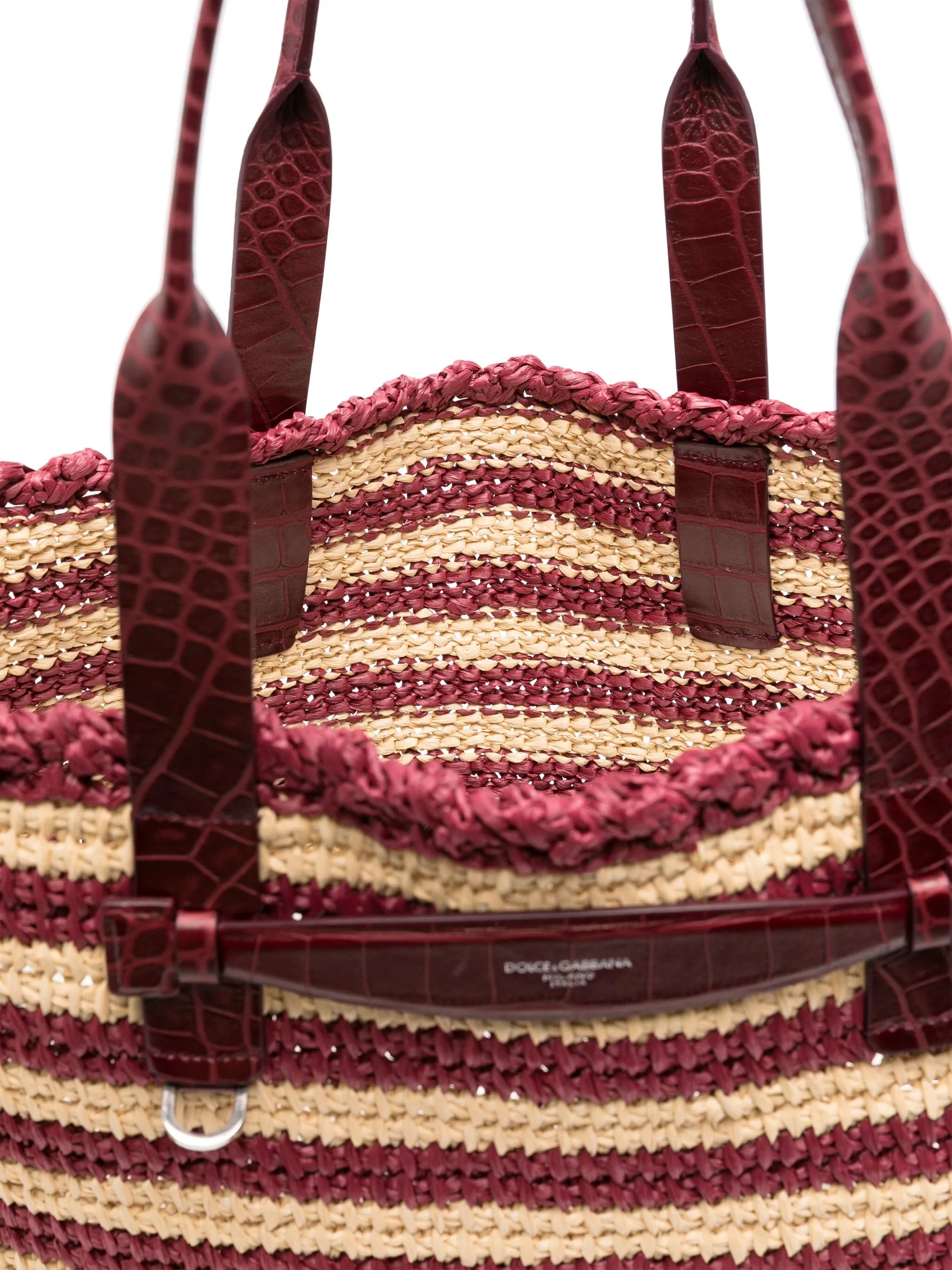 striped raffia tote bag - 5