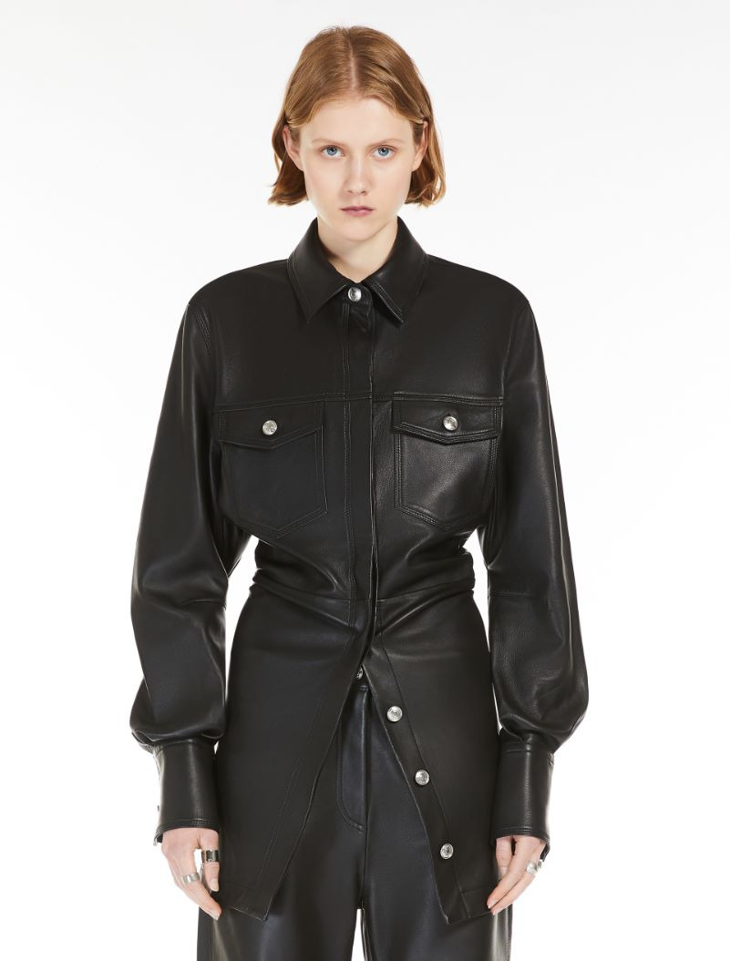 Nappa-leather oversized shirt - 3
