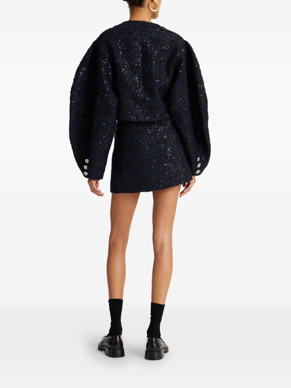 sequin-embellished puff-sleeve jacket - 3