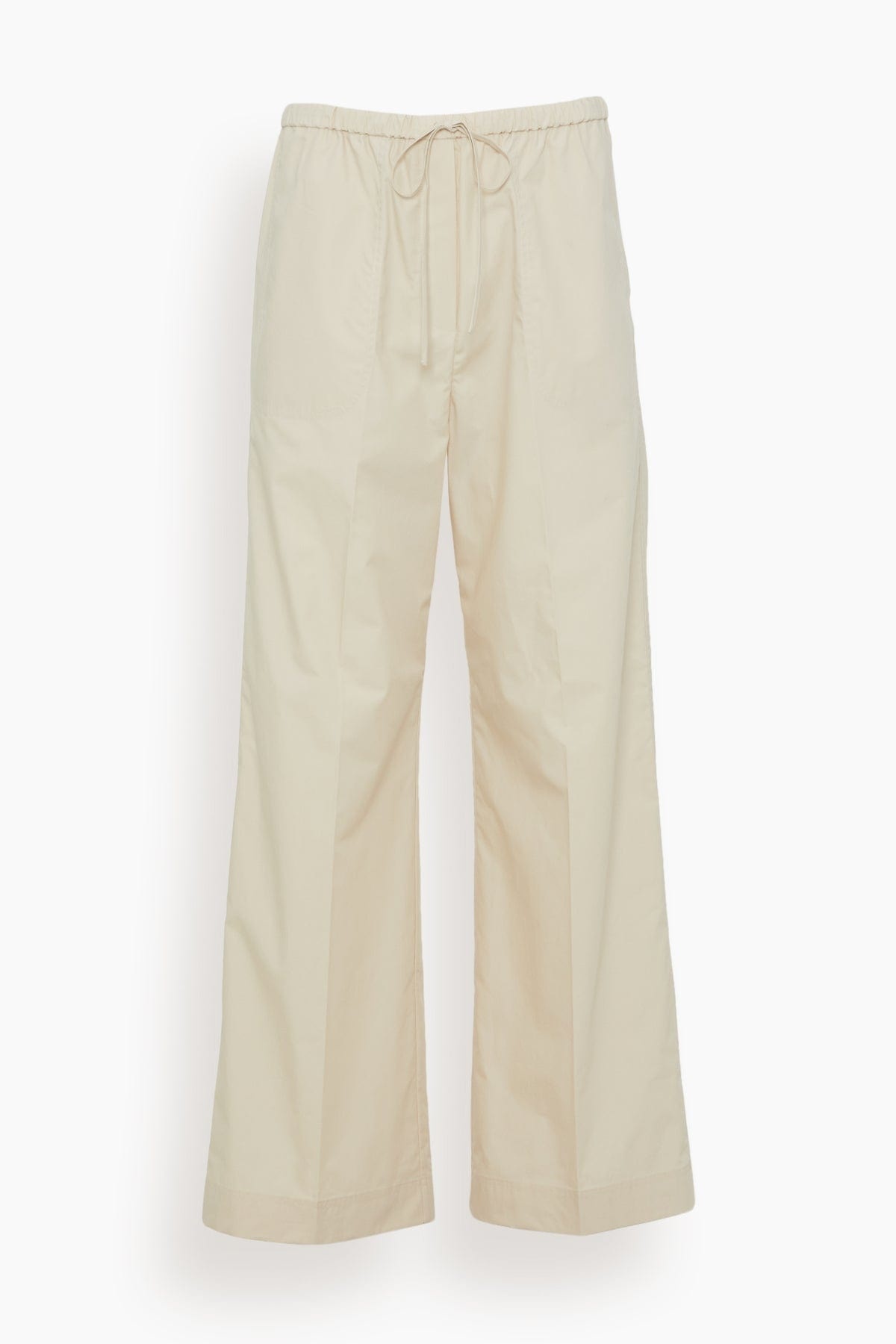 Cotton Drawstring Trousers in Stone - 1