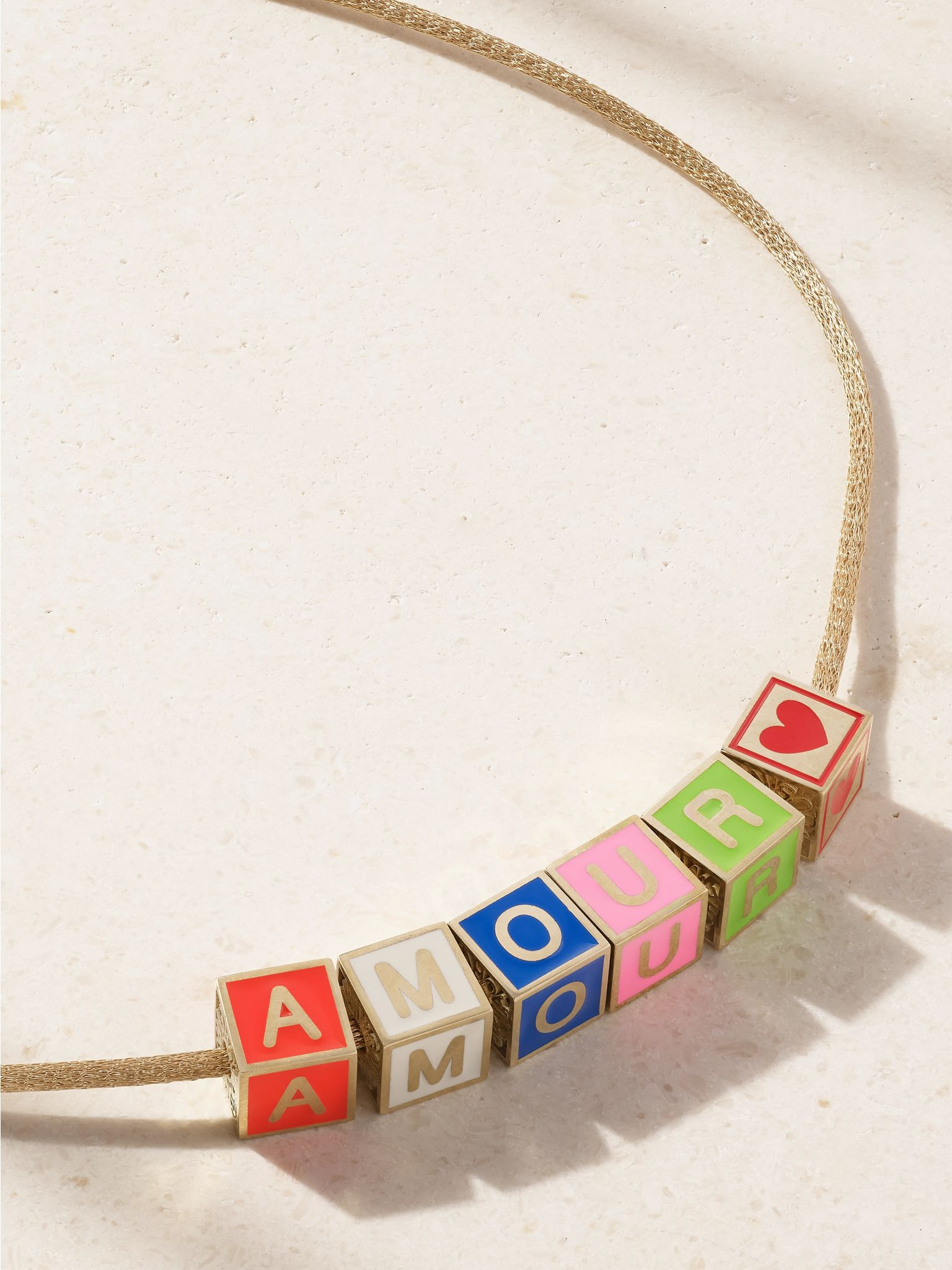 Amour 14-karat gold and enamel necklace Gold - 4