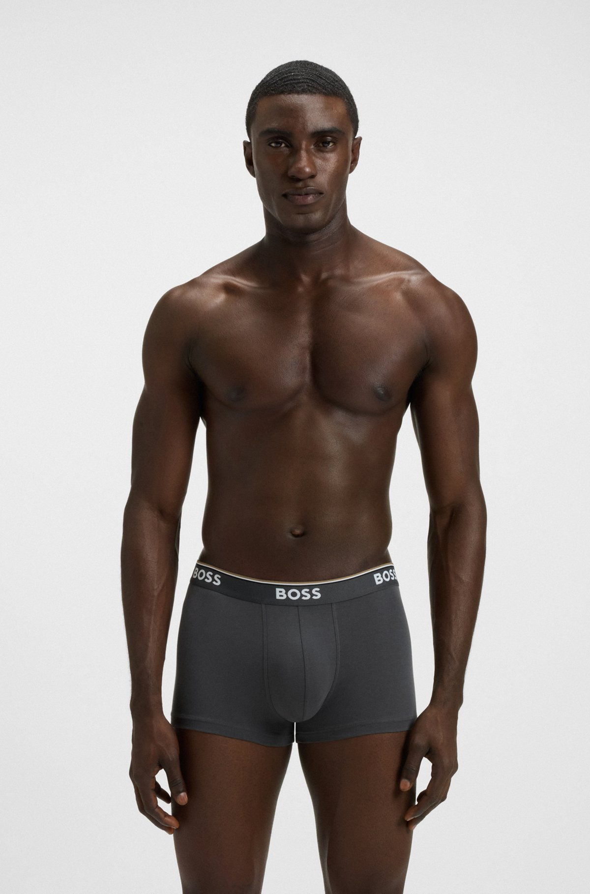 THREE-PACK OF STRETCH-COTTON TRUNKS WITH LOGO WAISTBANDS - 6