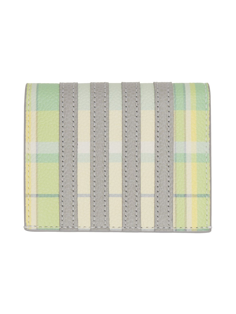 Thom Browne Green & Gray 4-Bar Double Card Holder outlook