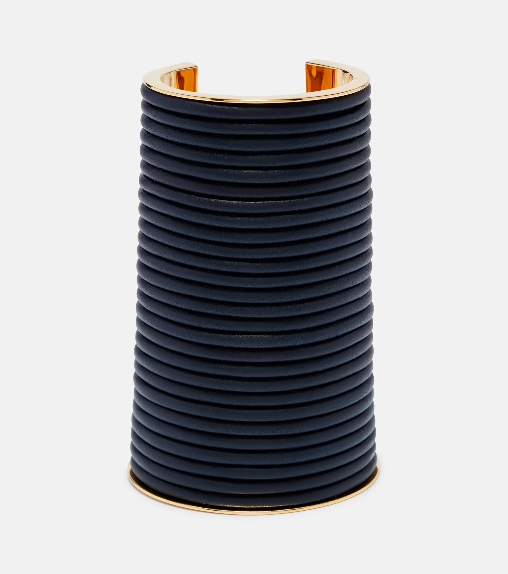 Leather-trimmed cuff bracelet - 1