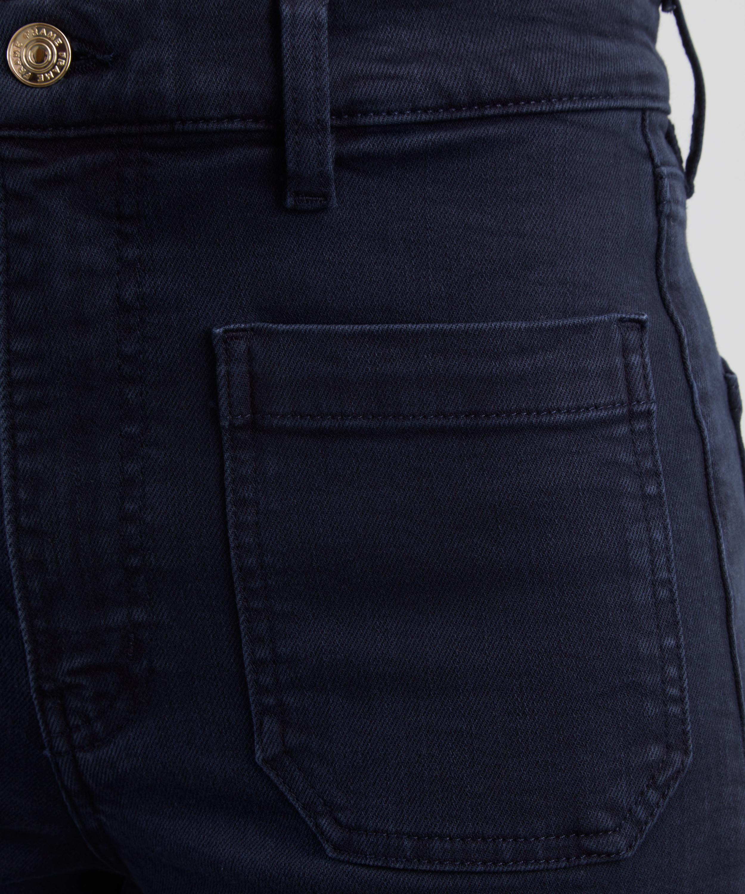 The Anchor High-Rise Wide Jeans in Navy Raw Fray - 5