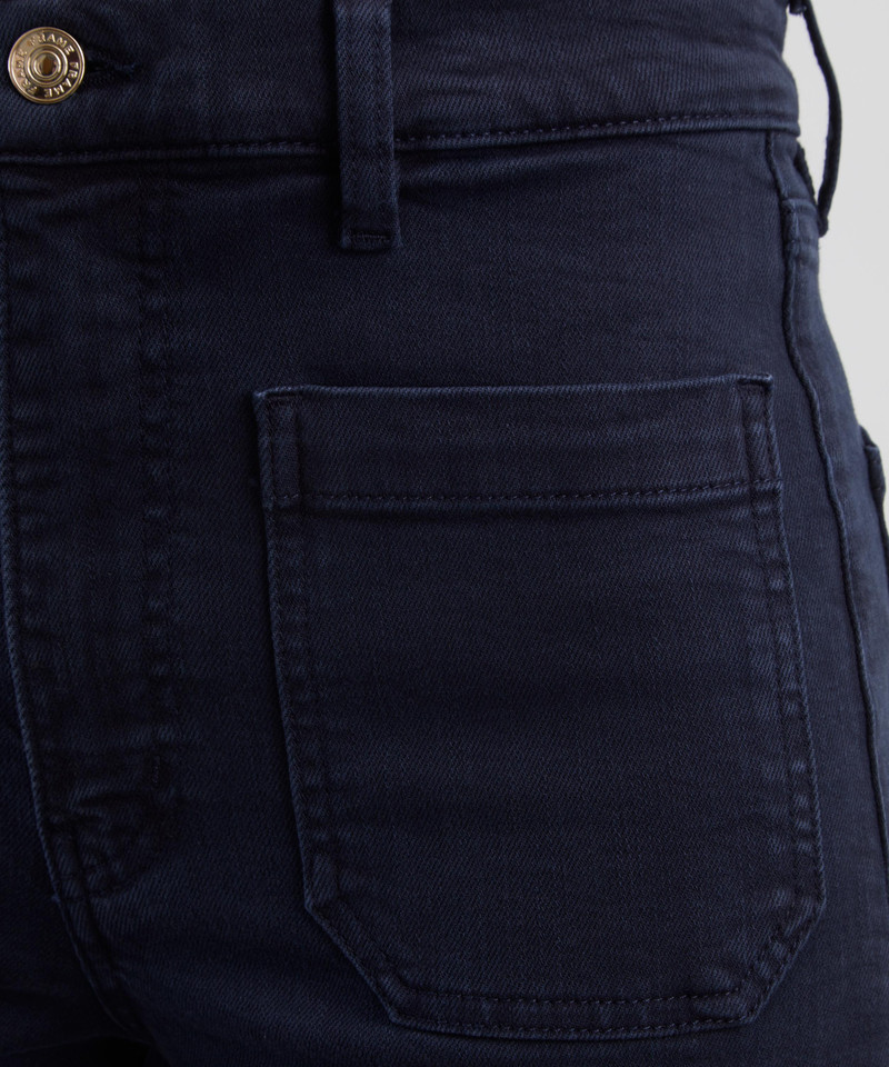 The Anchor High-Rise Wide Jeans in Navy Raw Fray 5