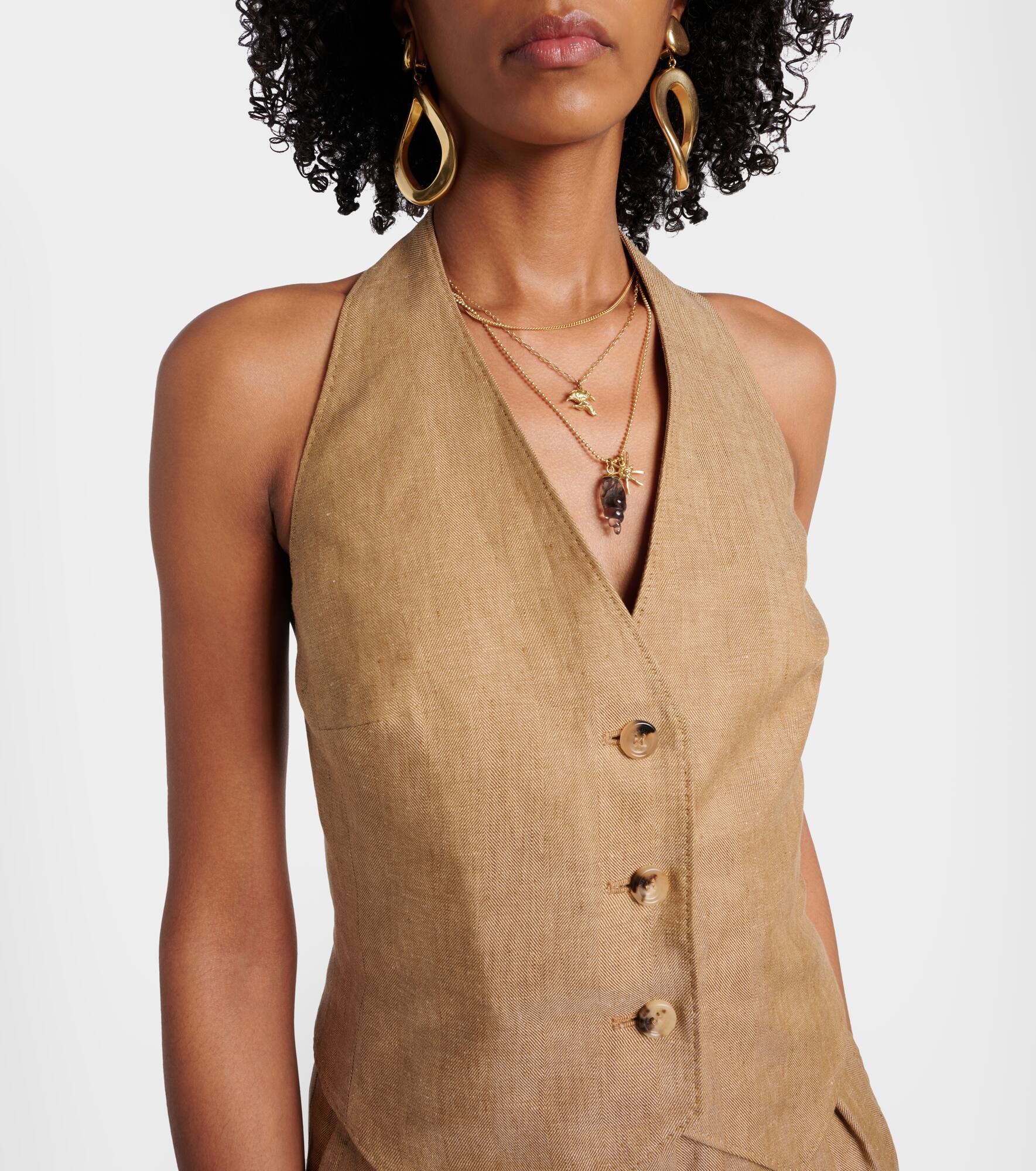 Sauro open-back linen vest - 6
