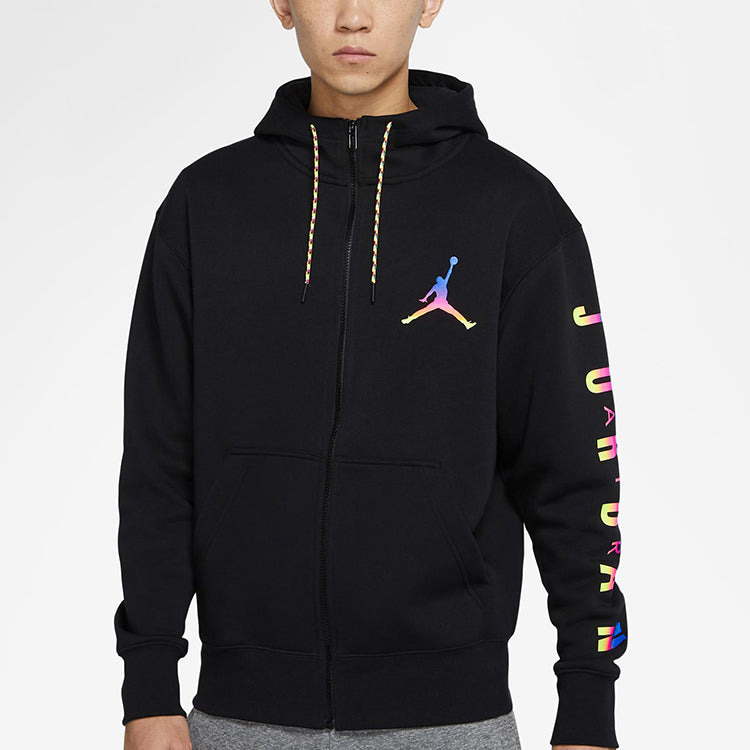 Air Jordan Solid Color Athletic Fleece Lined Zipper Hooded Jacket Men's Black CU9123-010 - 4