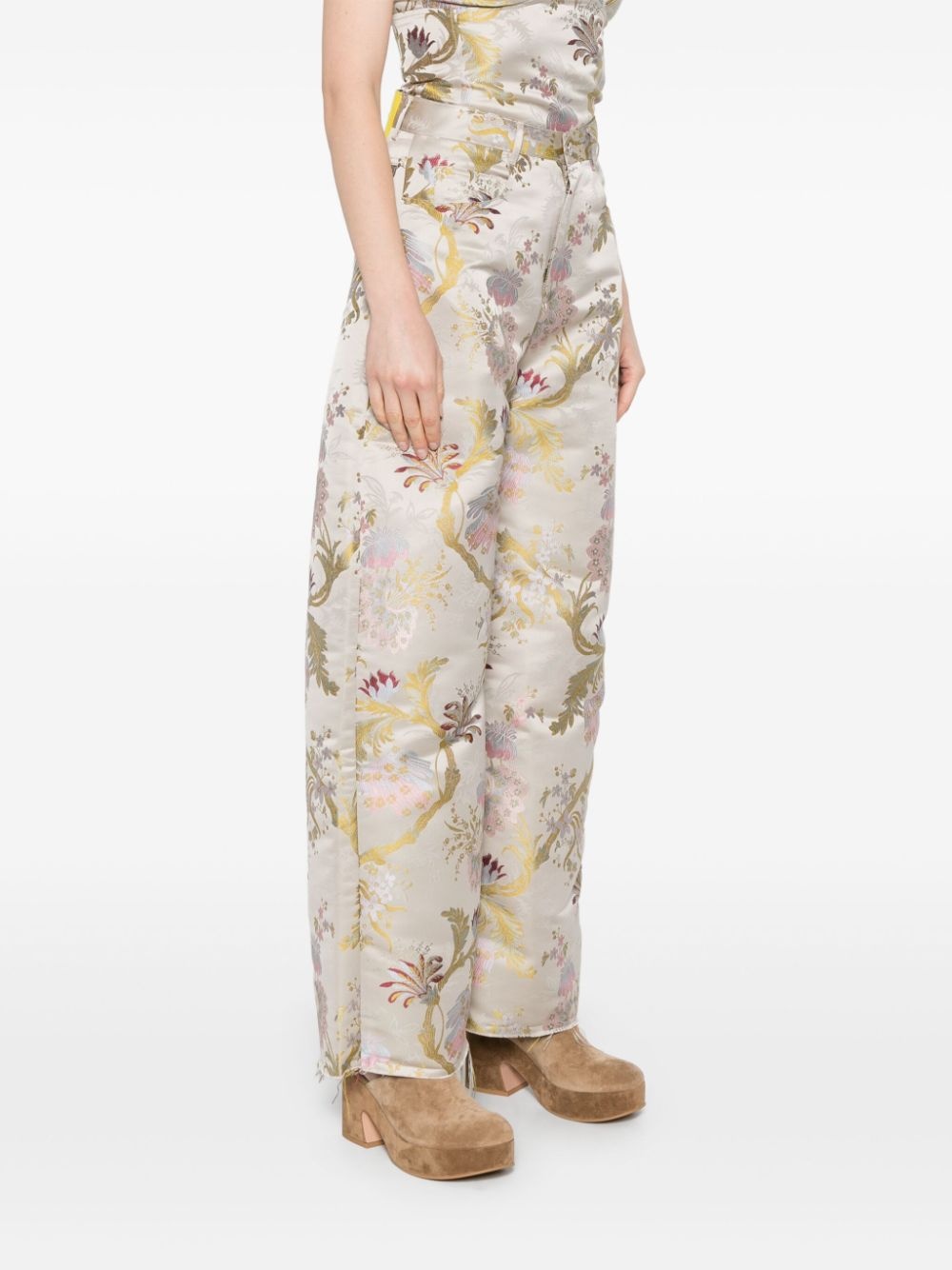 brocade-jacquard trousers - 3
