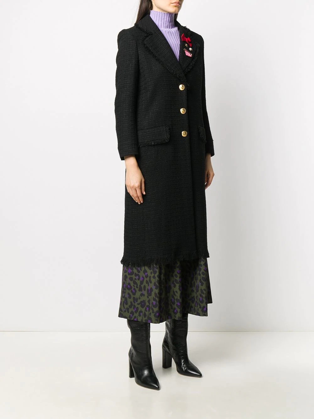 wool fitted overcoat - 3