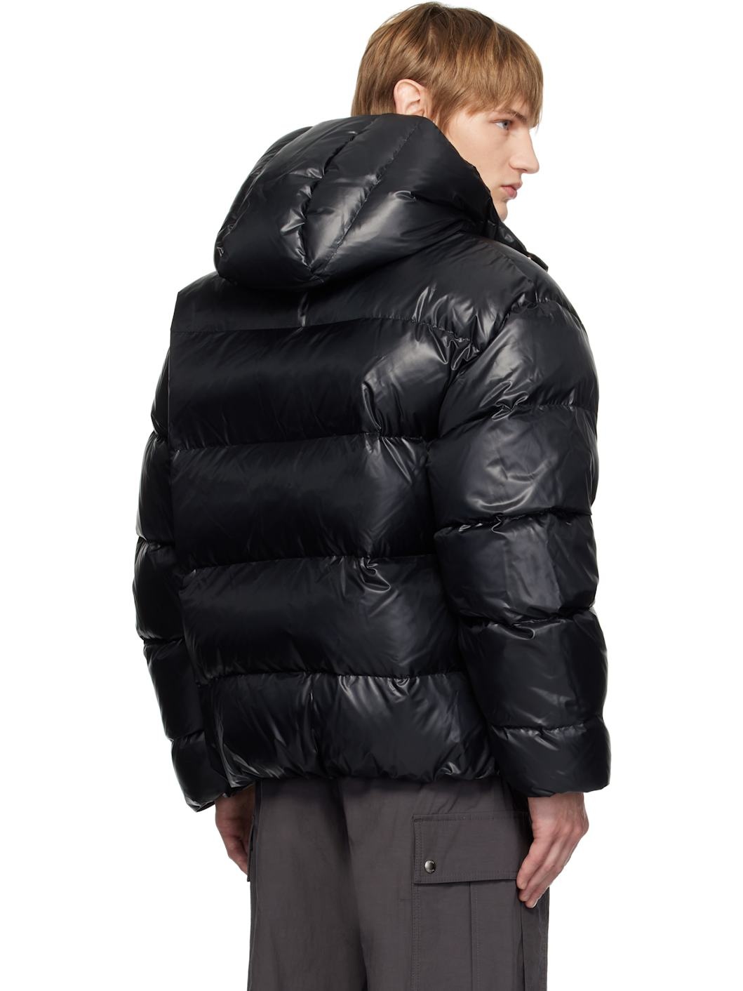 Black Hood Goose Down Jacket - 3
