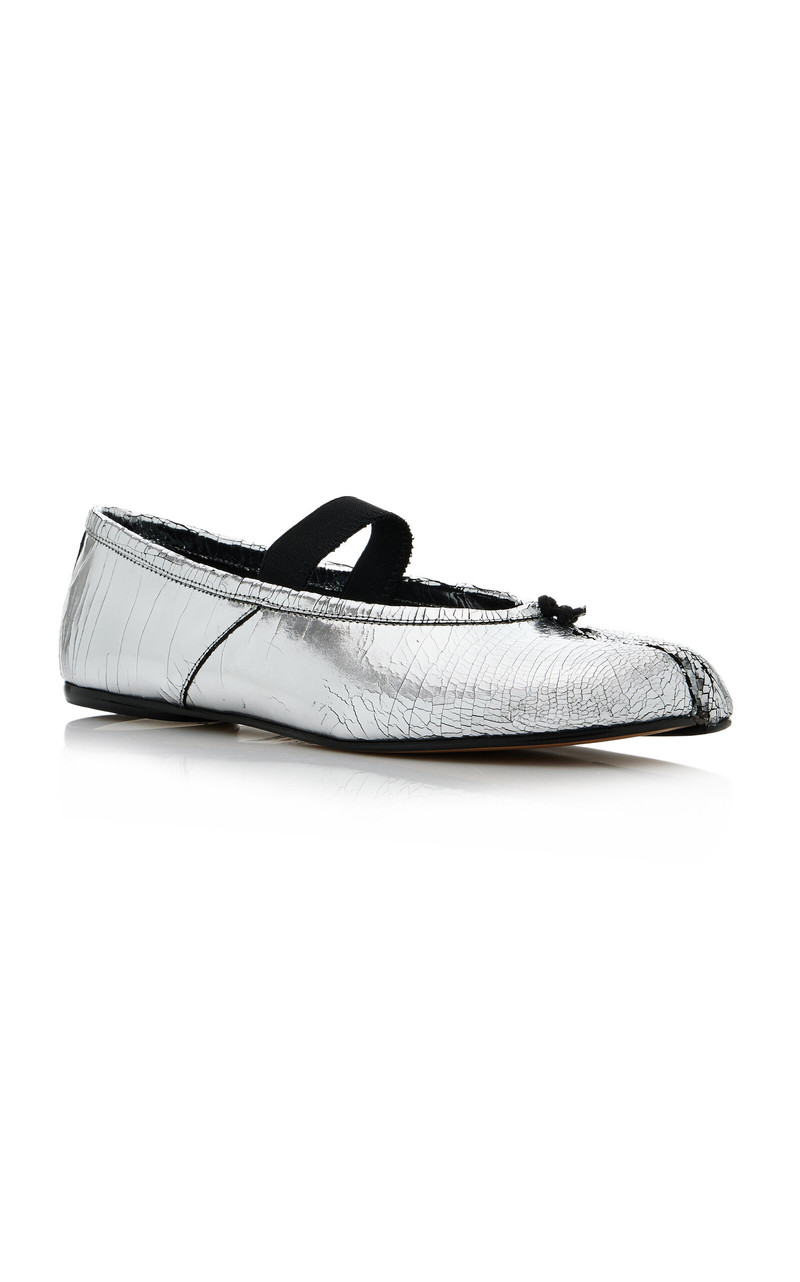 Tabi Crinkled Metallic Leather Ballet Flats silver 4