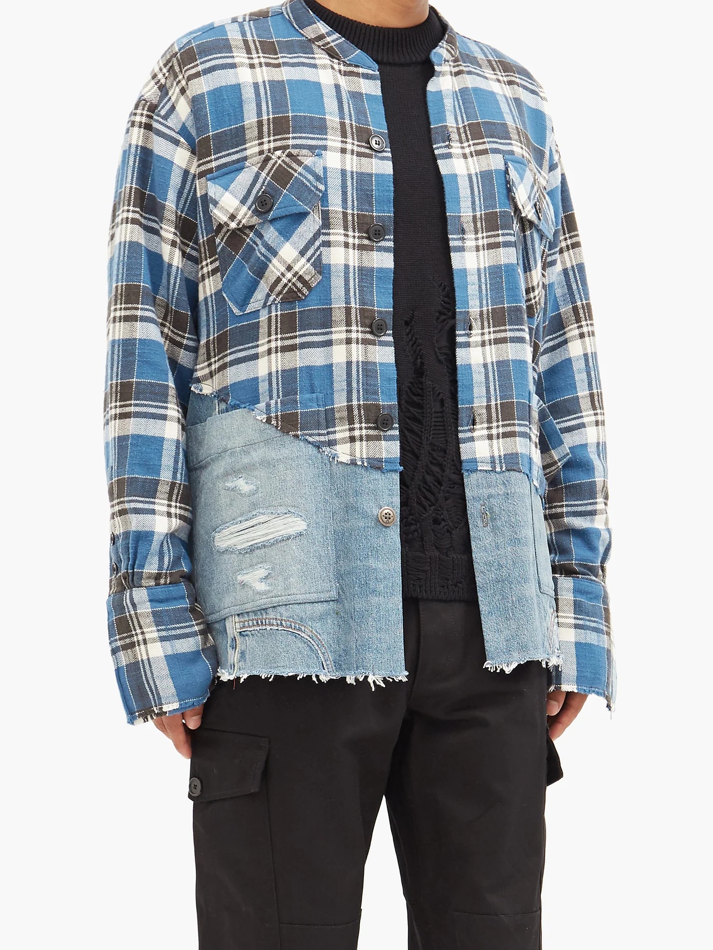 Studio plaid cotton-blend shirt - 6