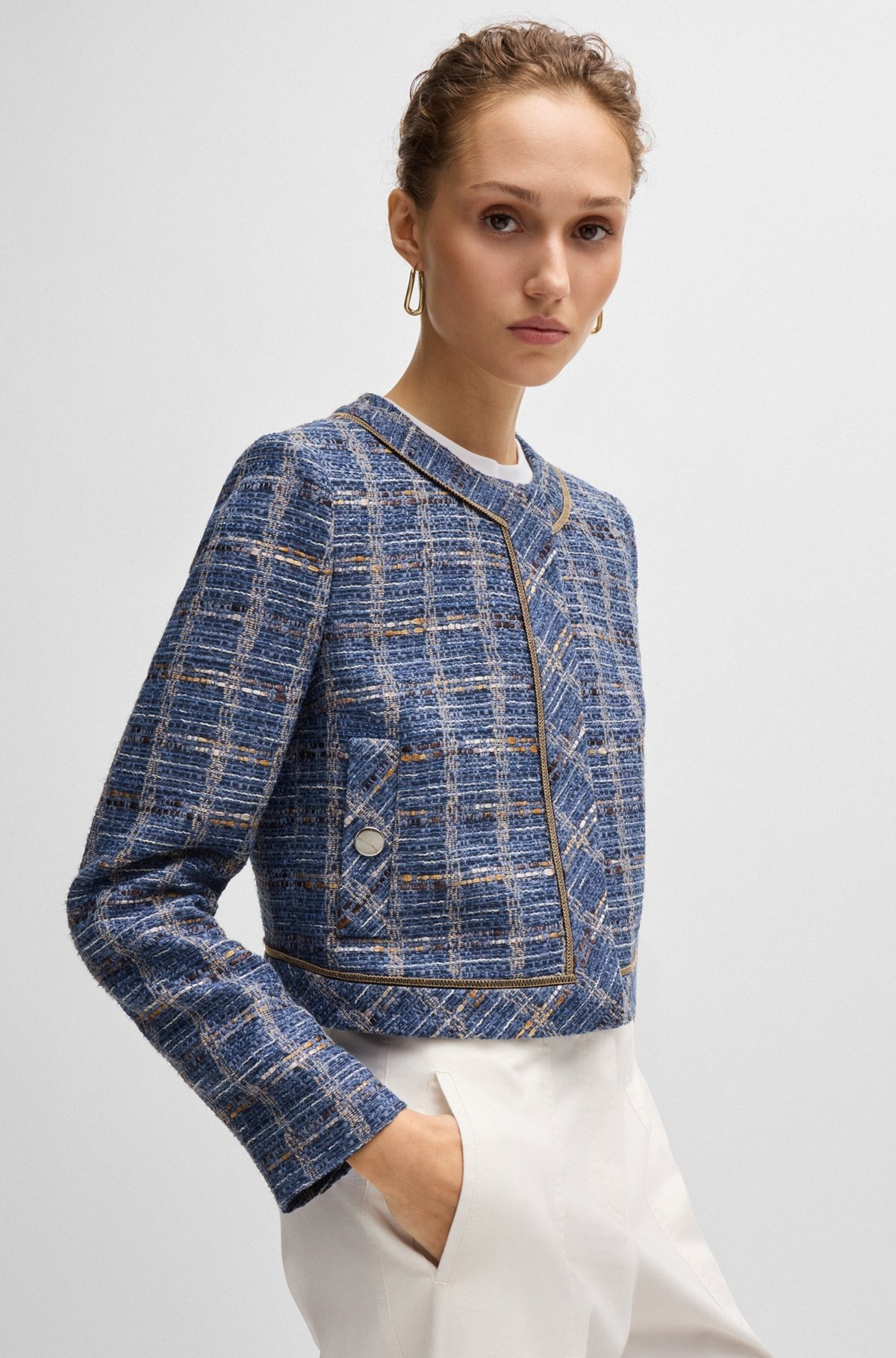 REGULAR-FIT JACKET IN CHECK TWEED - 6