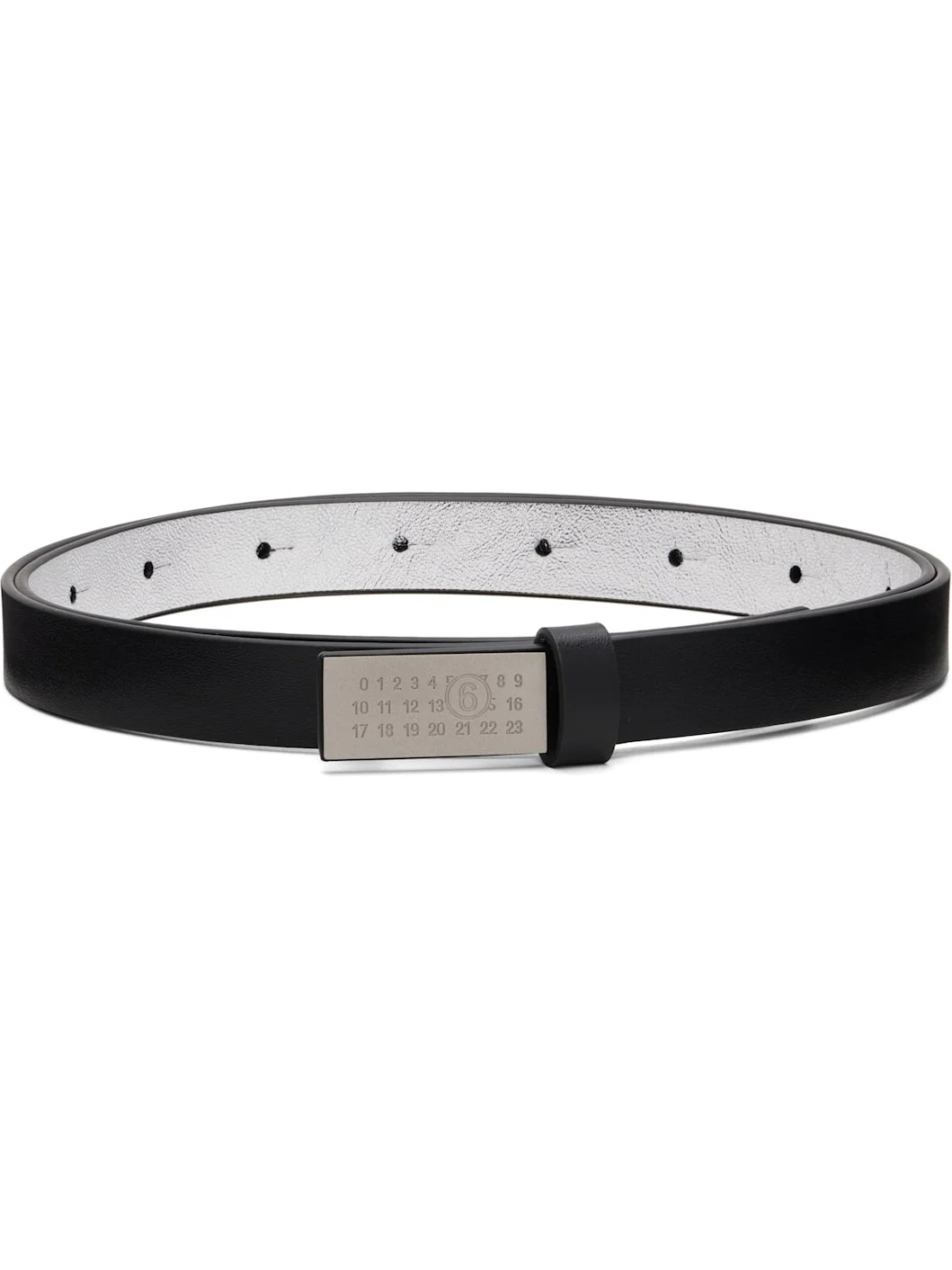 Black Numeric Buckle Leather Belt - 1