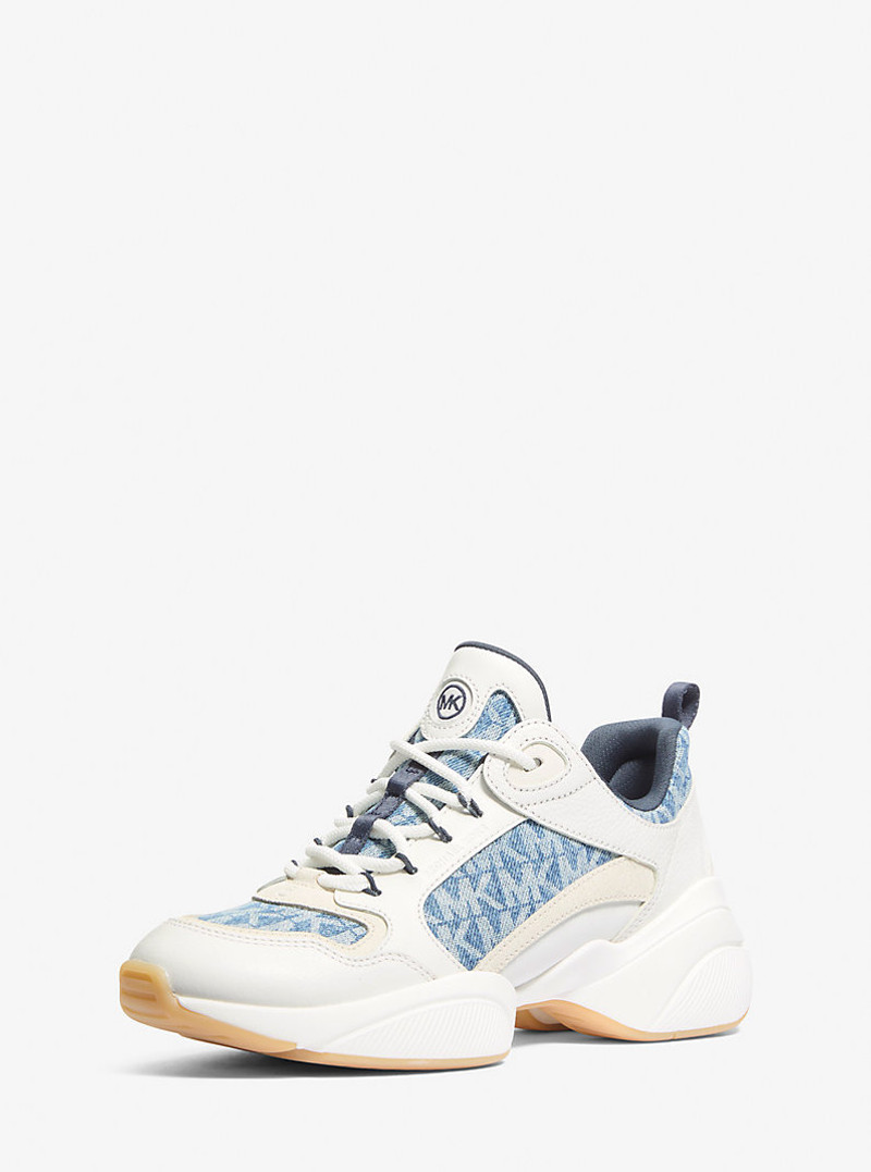 MICHAEL KORS Bowie Signature Logo Print Denim Trainer outlook