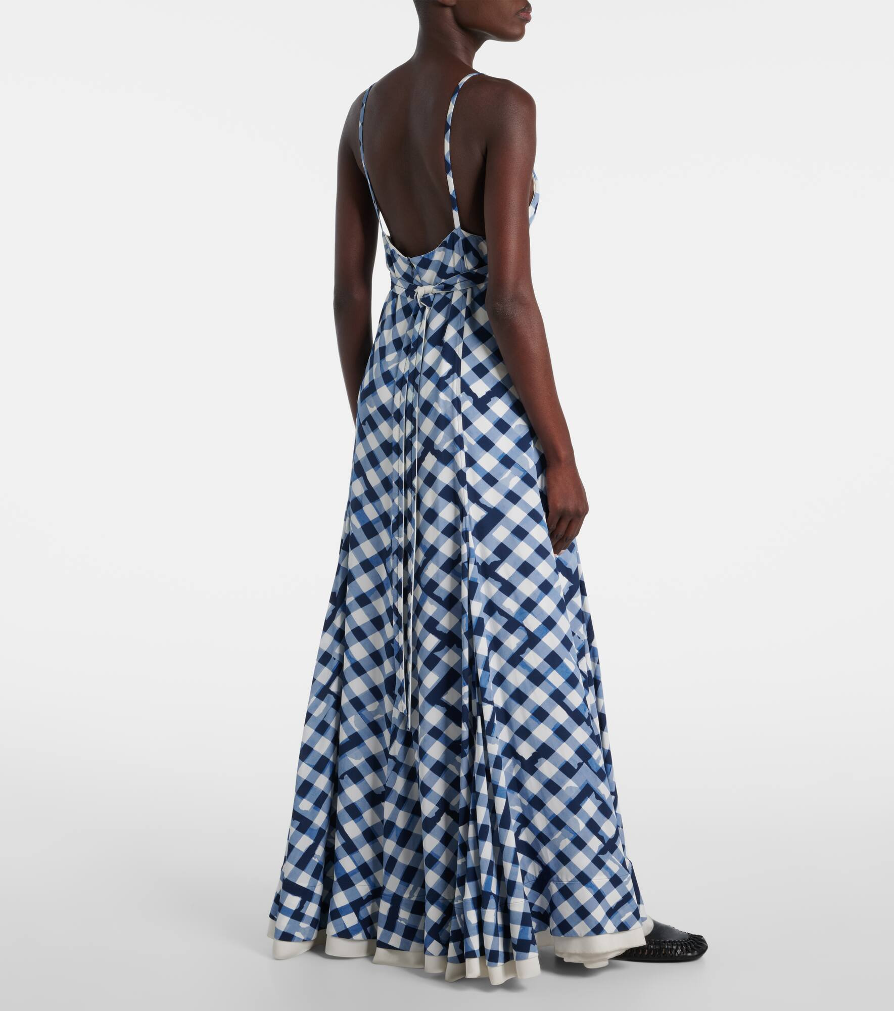 June checked crêpe de chine maxi dress - 3