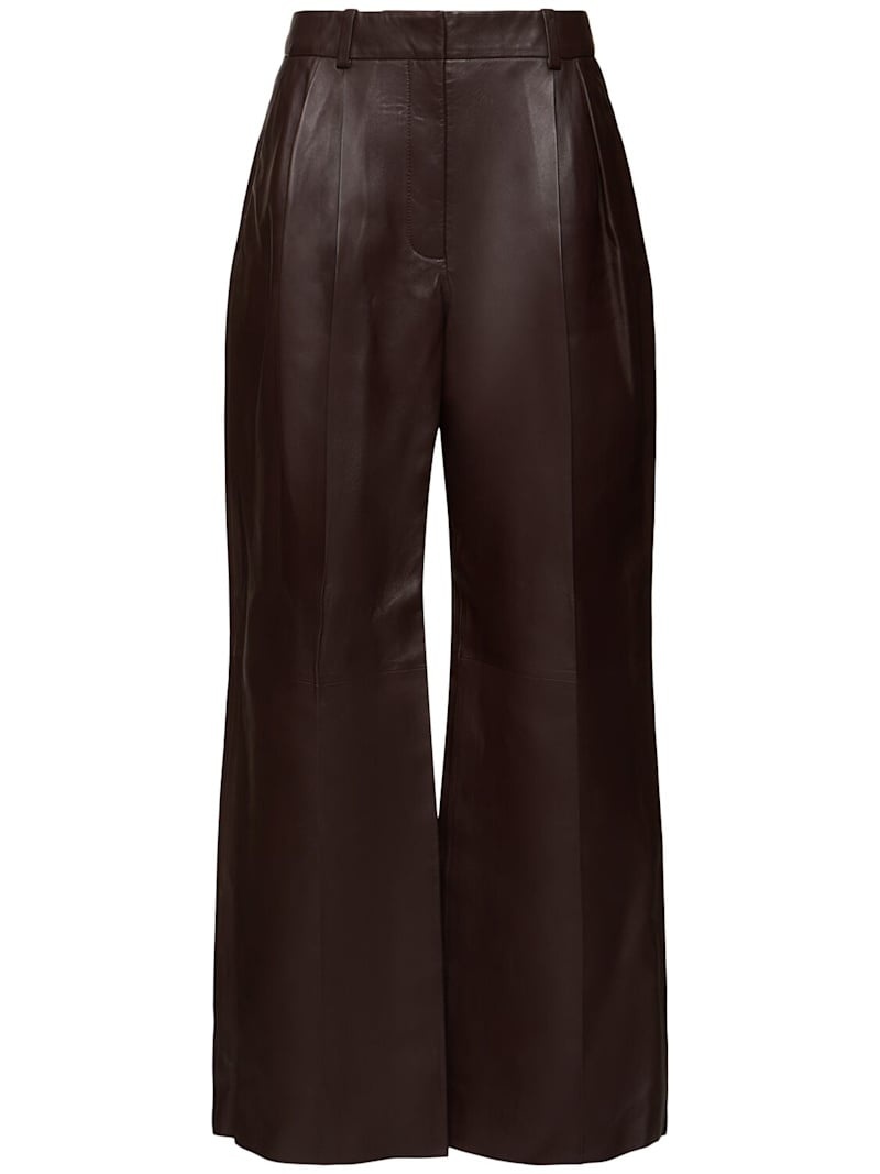 Illustration leather wide pants - 1