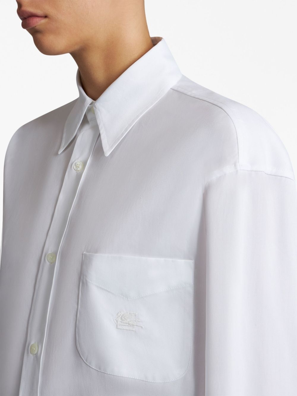 Pegaso motif-embroidered cotton shirt - 4