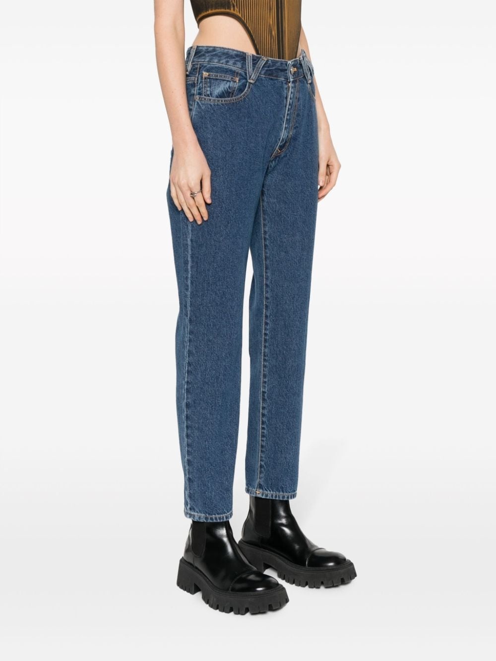 monogram-print tapered jeans - 3