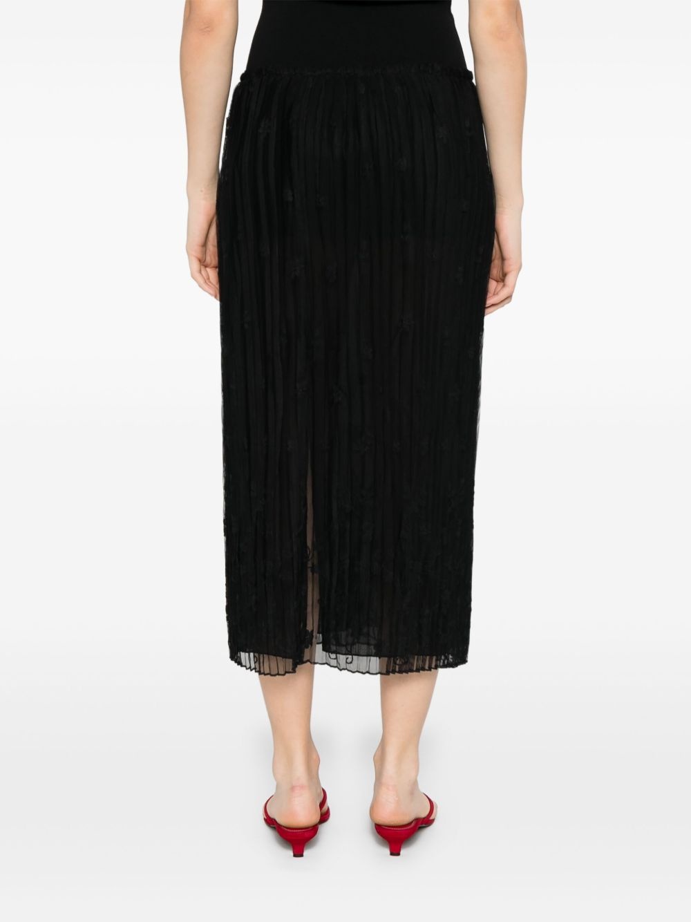 floral-embroidered tulle skirt - 4
