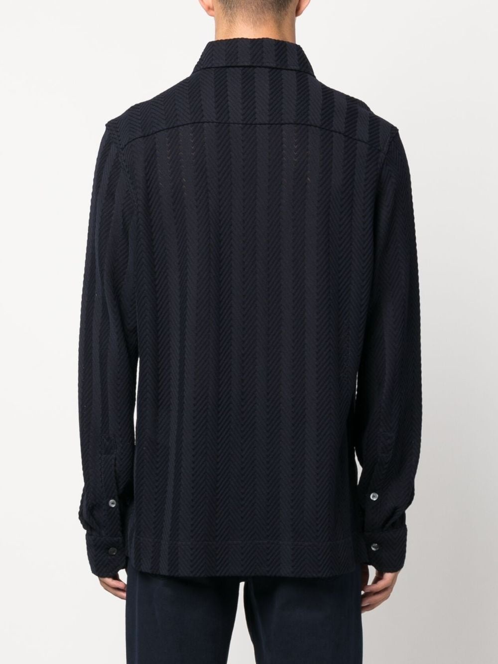 zigzag-woven striped shirt - 4