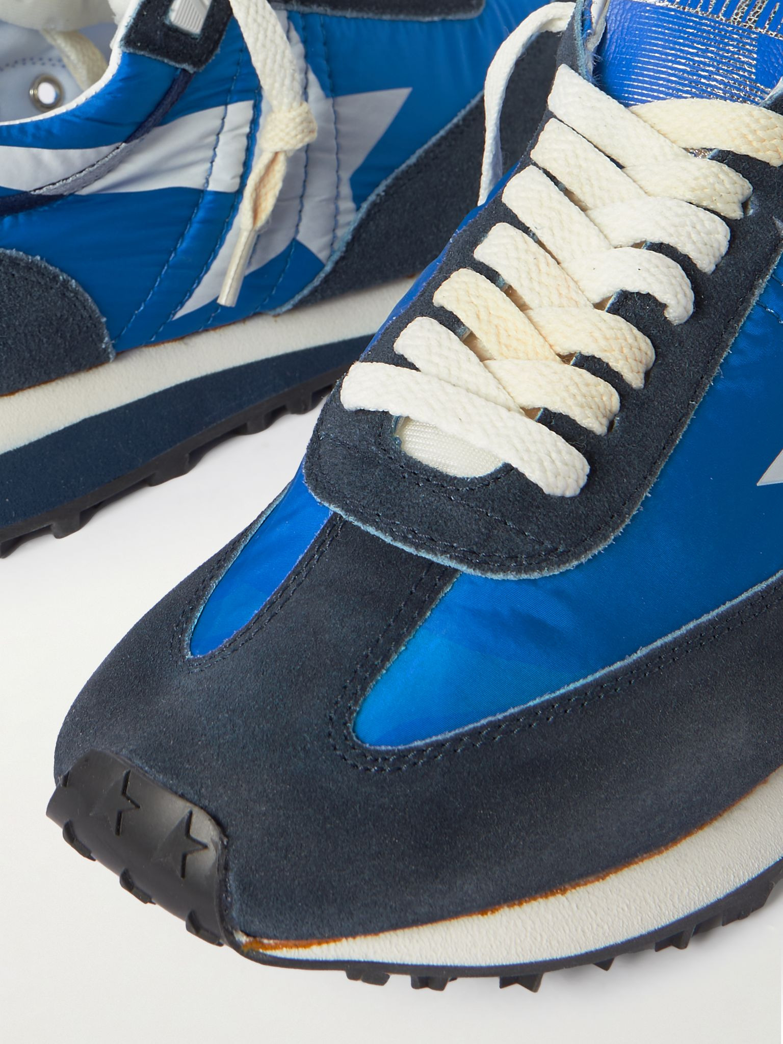 Marathon Leather and Suede-Trimmed Nylon Sneakers Blue - 6