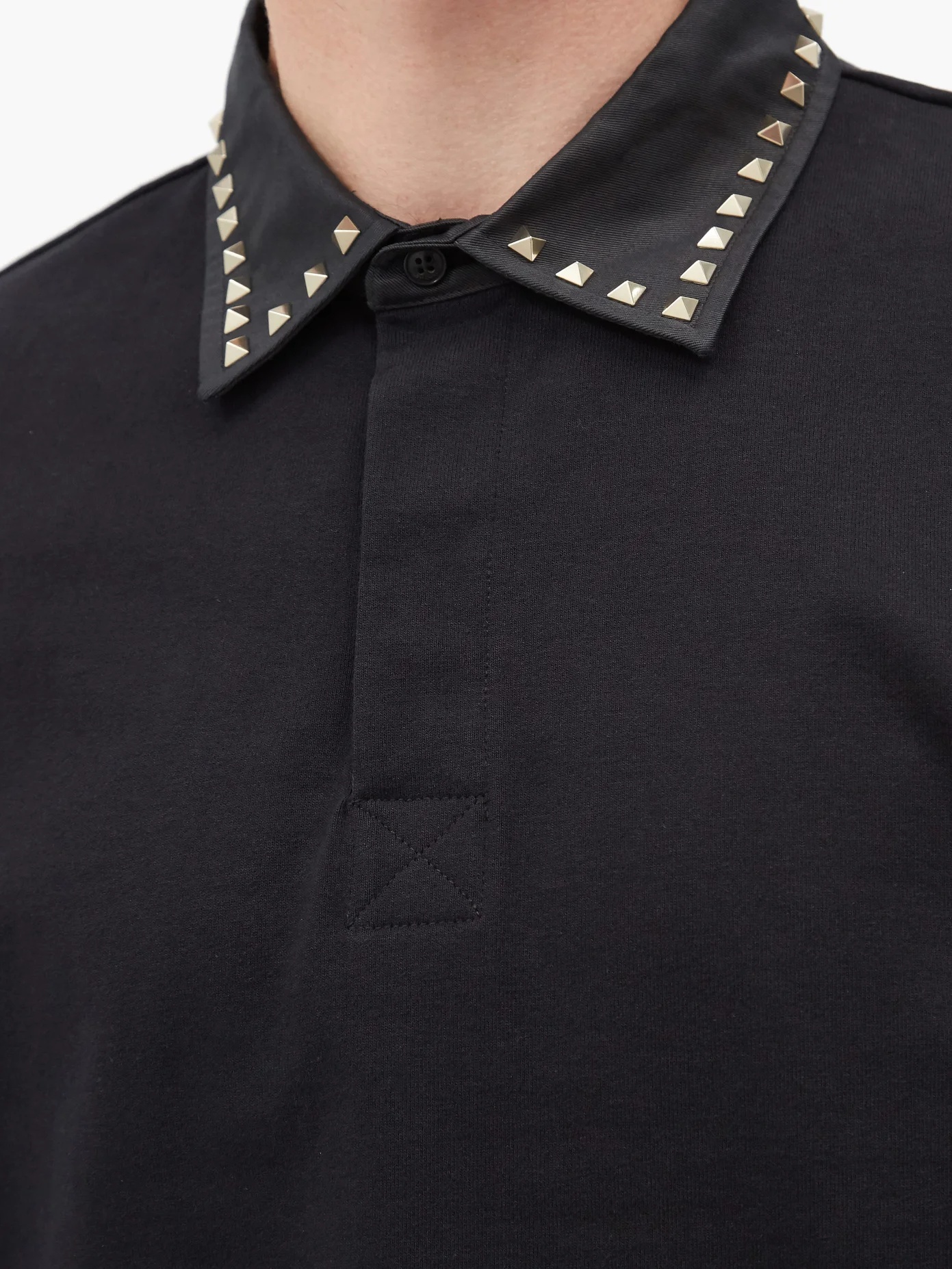 Rockstud cotton-piqué long-sleeved polo shirt - 3