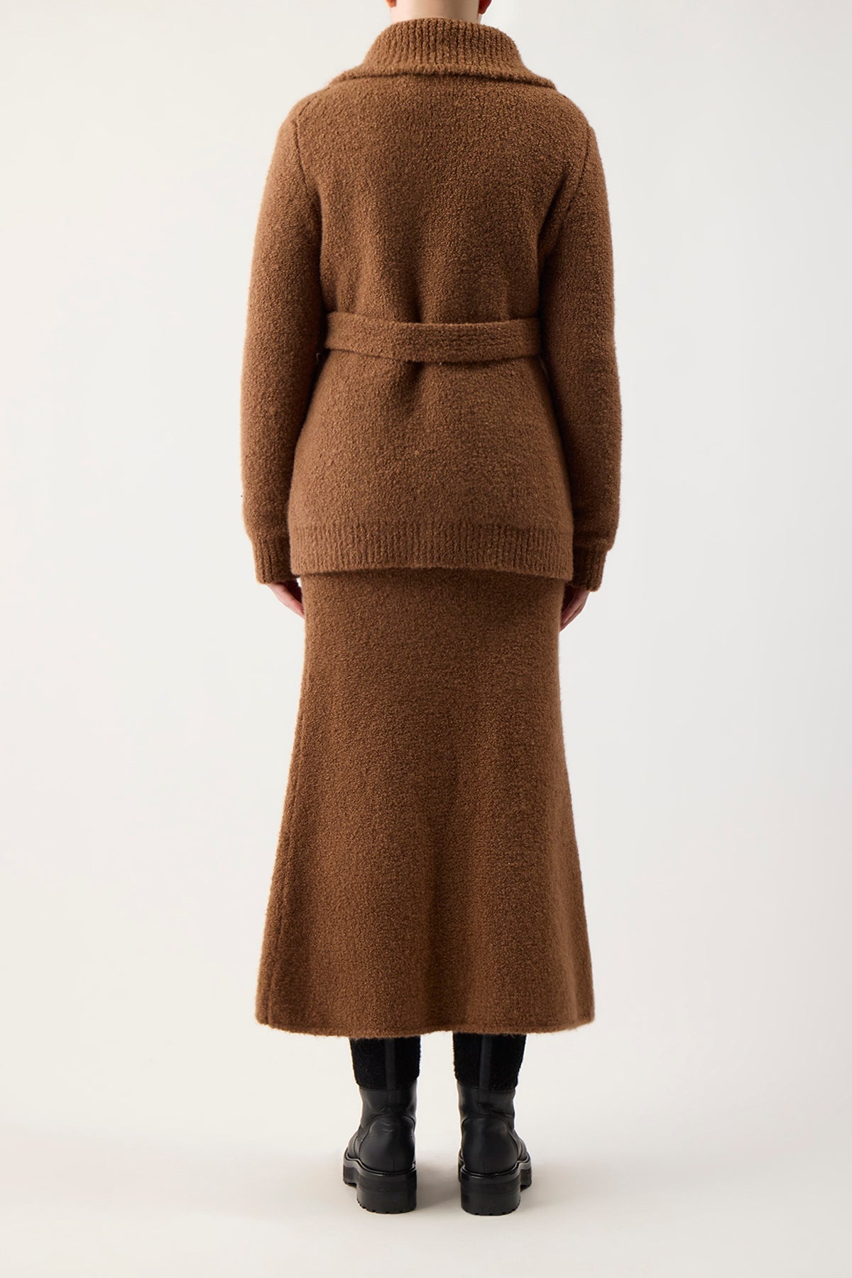 Coles Knit Cardigan in Cognac Cashmere Silk Boucle - 4