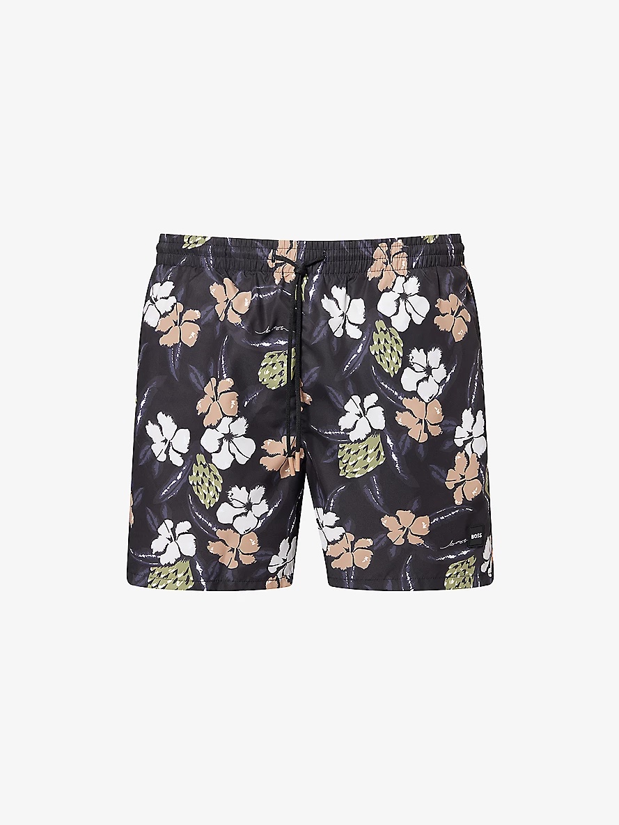 Piranha Floral-Pattern Swim Shorts - 1