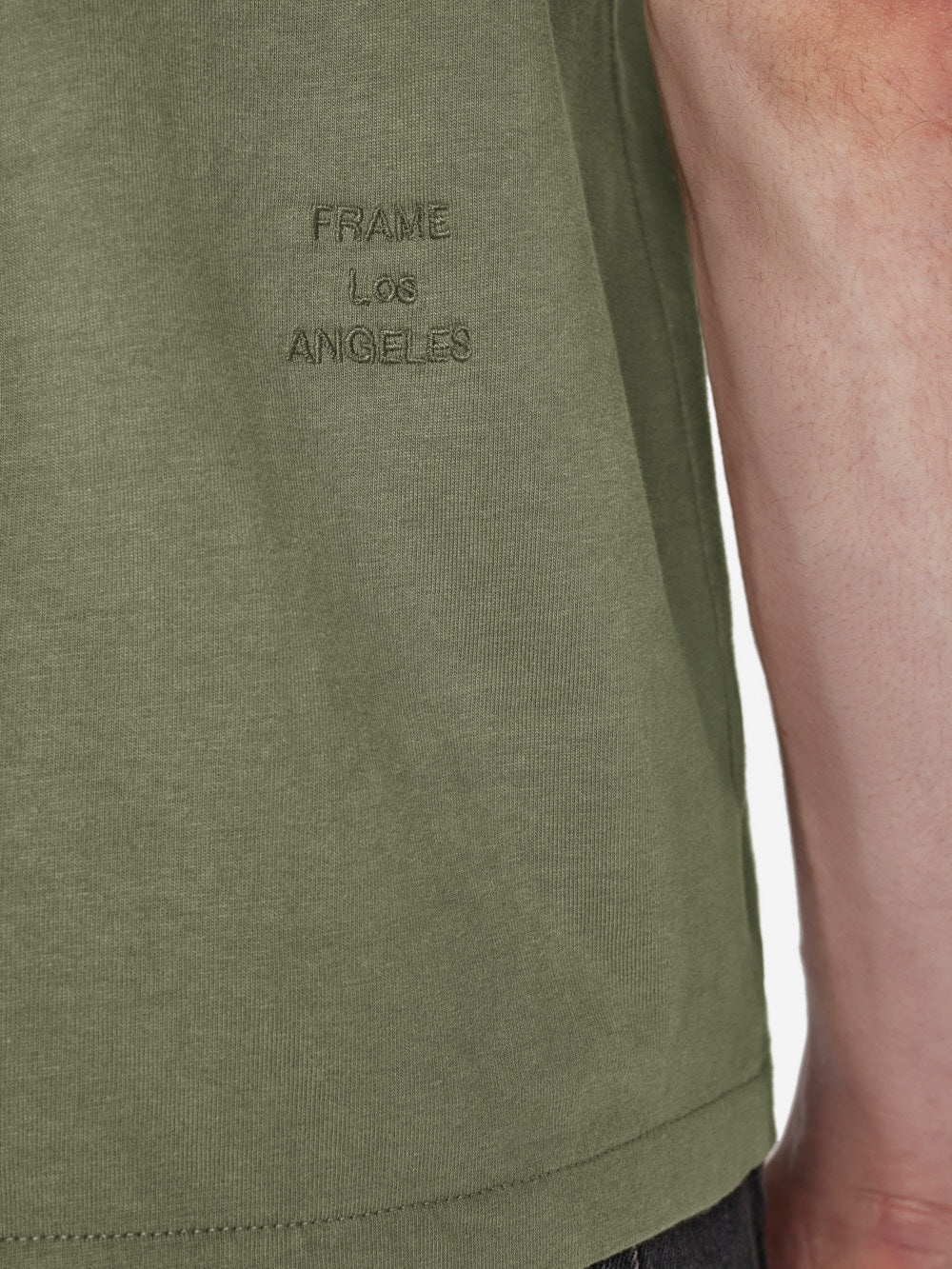 FRAME Logo Tee in Khaki Green - 3