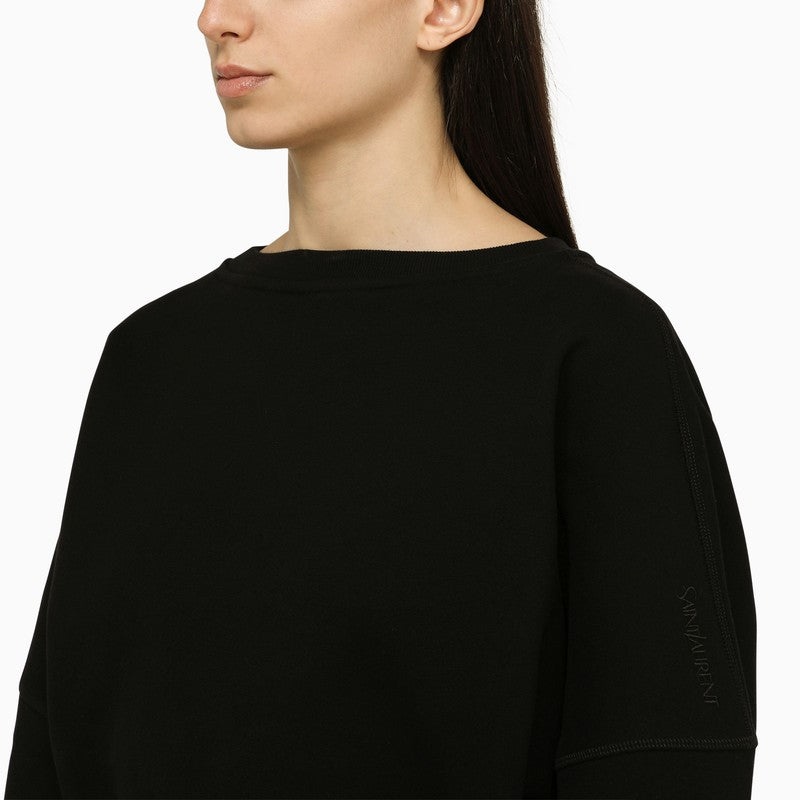 Saint Laurent Short Black Cotton Sweatshirt Women - 4