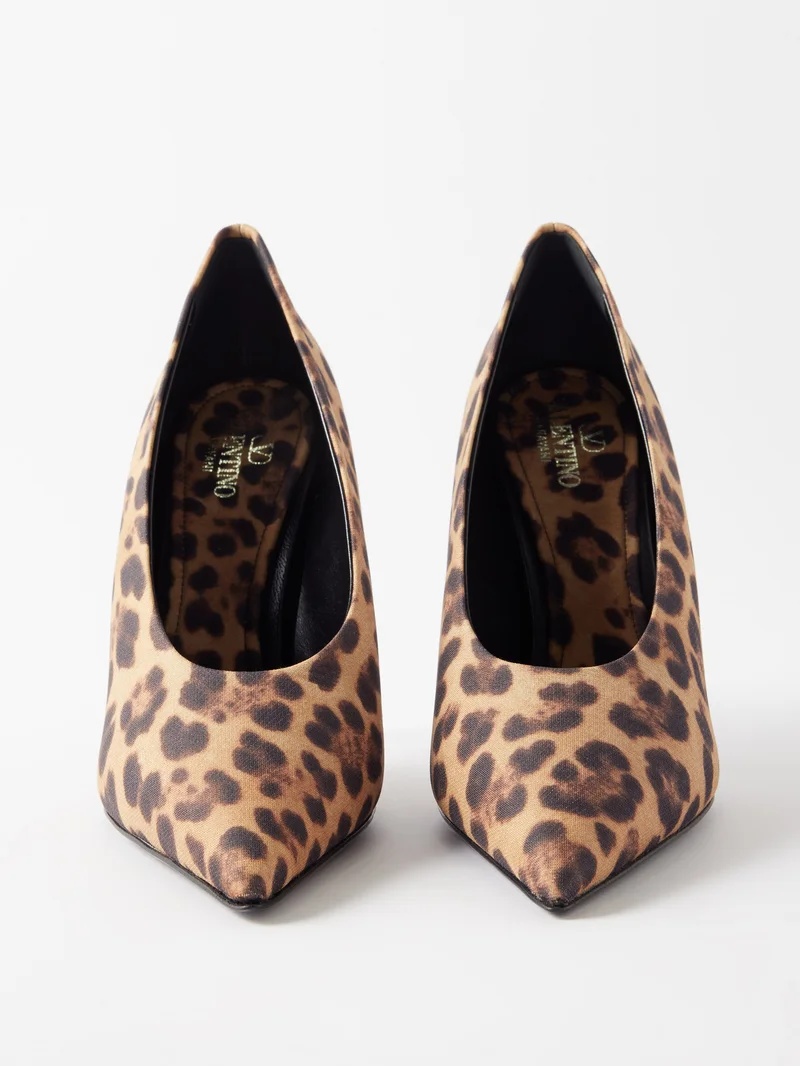 VALENTINO GARAVANI Rockstud leather-trimmed leopard-print calf hair ballet  flats