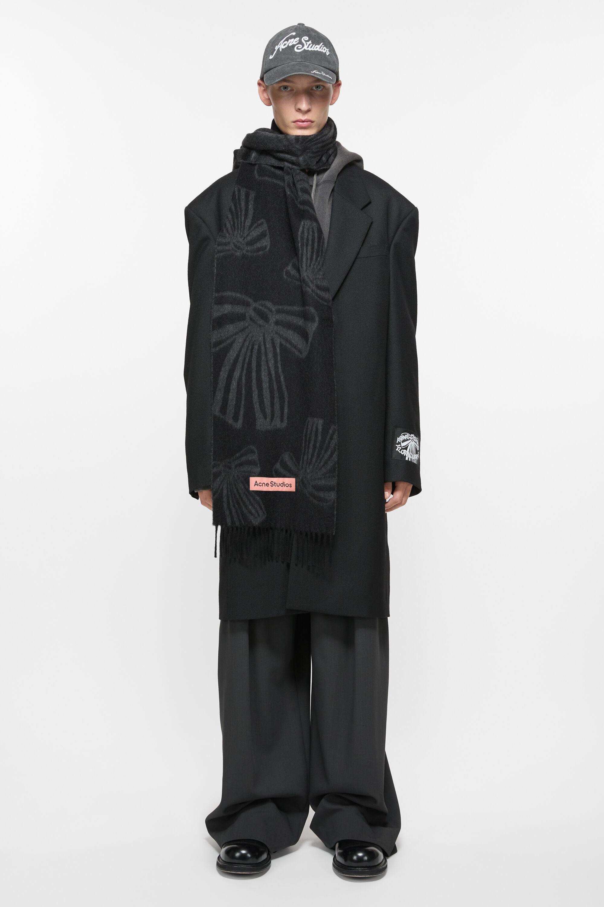 Cashmere jacquard scarf - Black/grey - 3