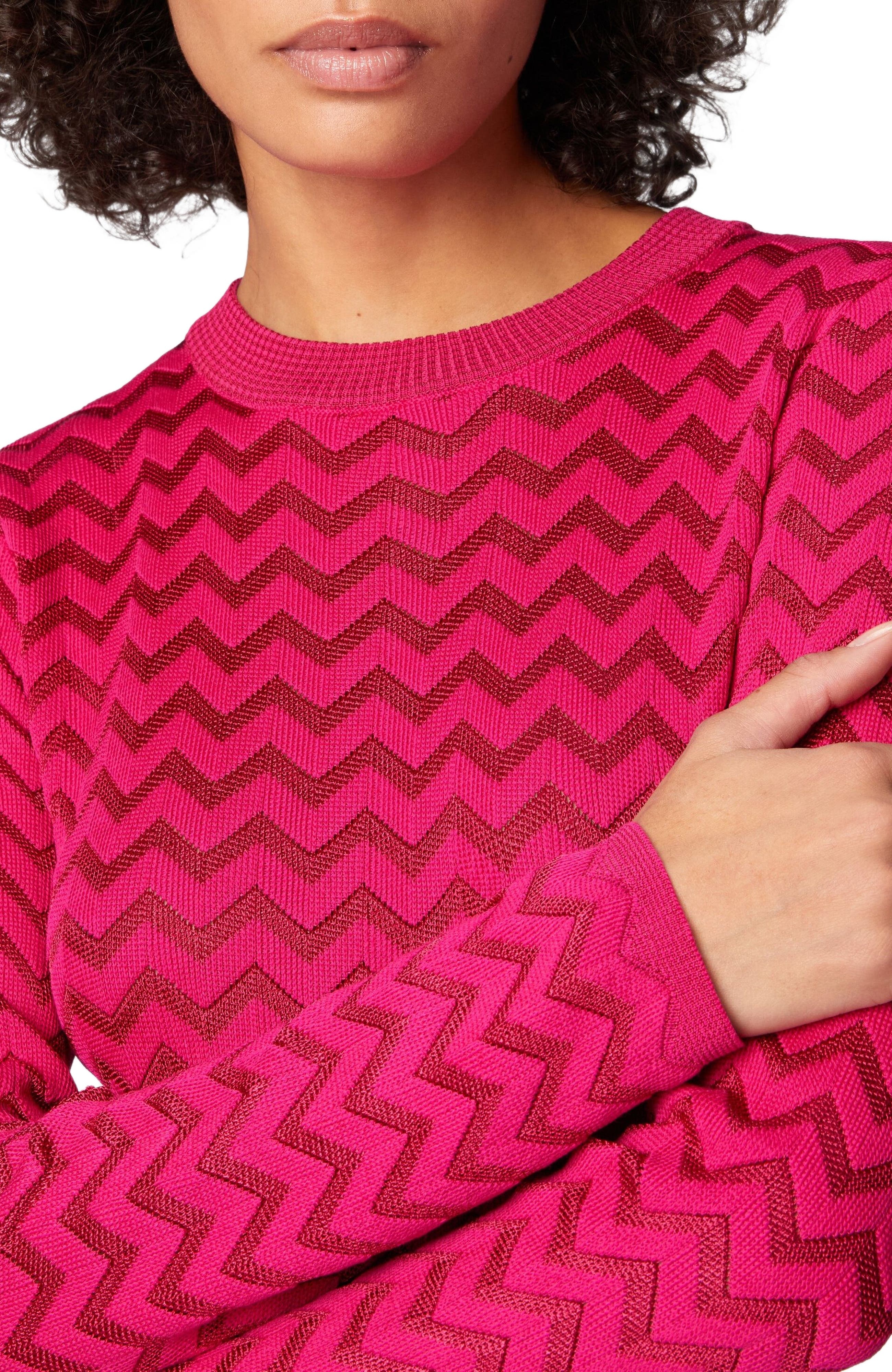 Missoni Tone-on-tone Chevron Long-sleeved Mini-dress in Magenta Red at Nordstrom - 4