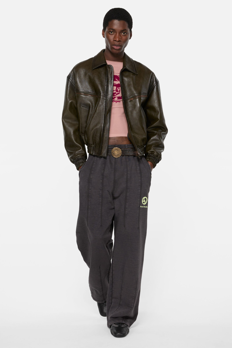 Acne Studios Leather bomber jacket - Vintage green outlook