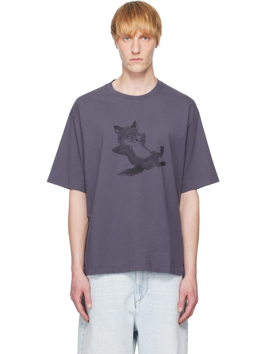 Navy Chillax Print Oversize T-shirt - 1