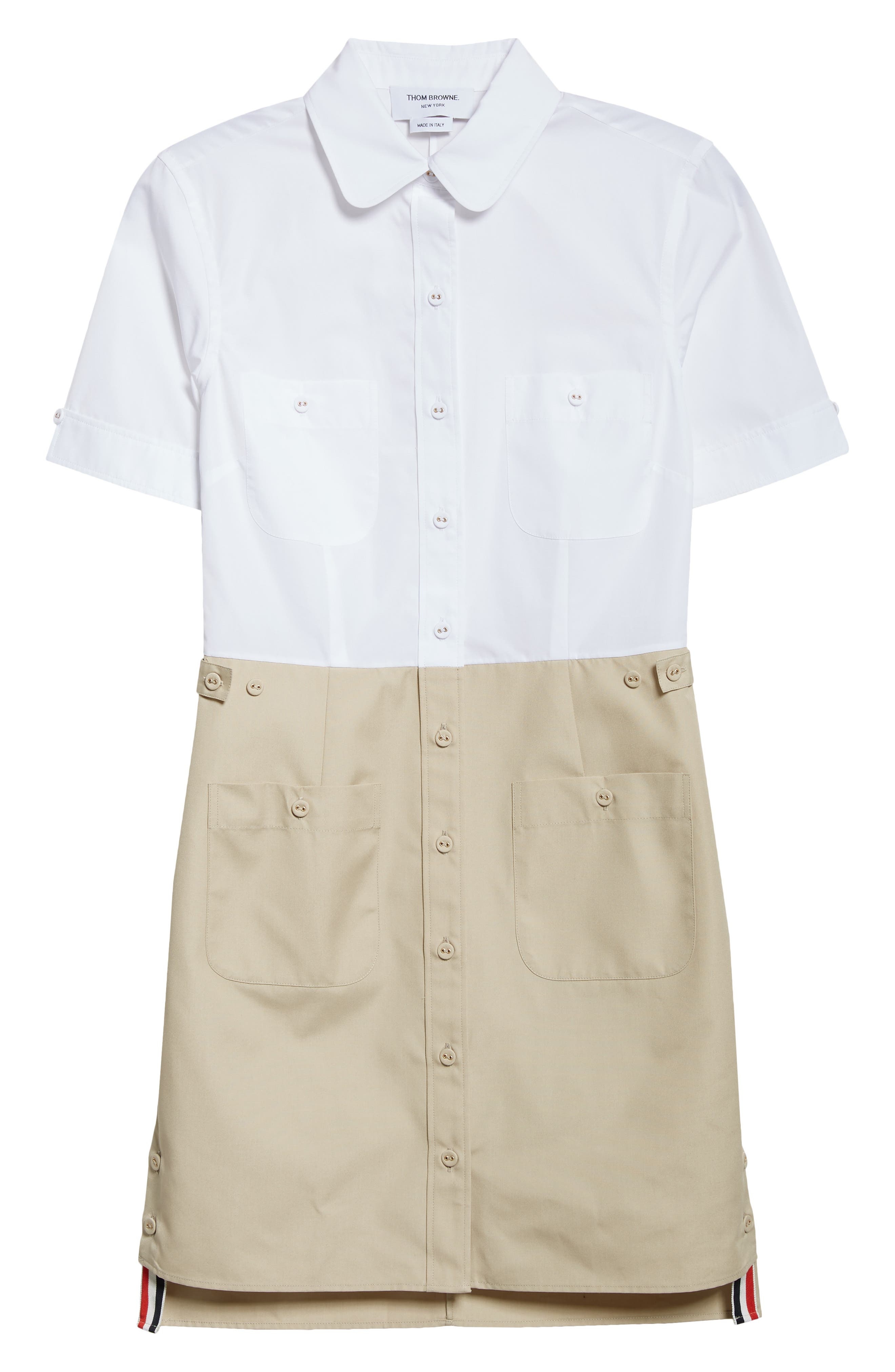 Thom Browne Short Sleeve Shirtdress in Khaki at Nordstrom - 5