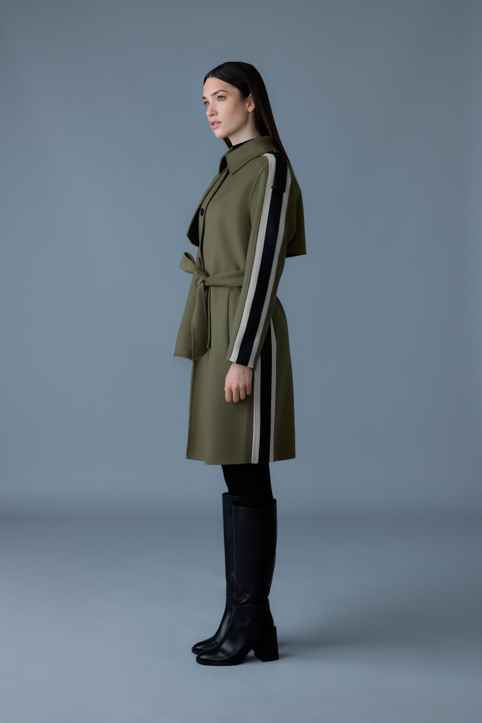 ALIZA Double-face wool stripe trench coat - 3