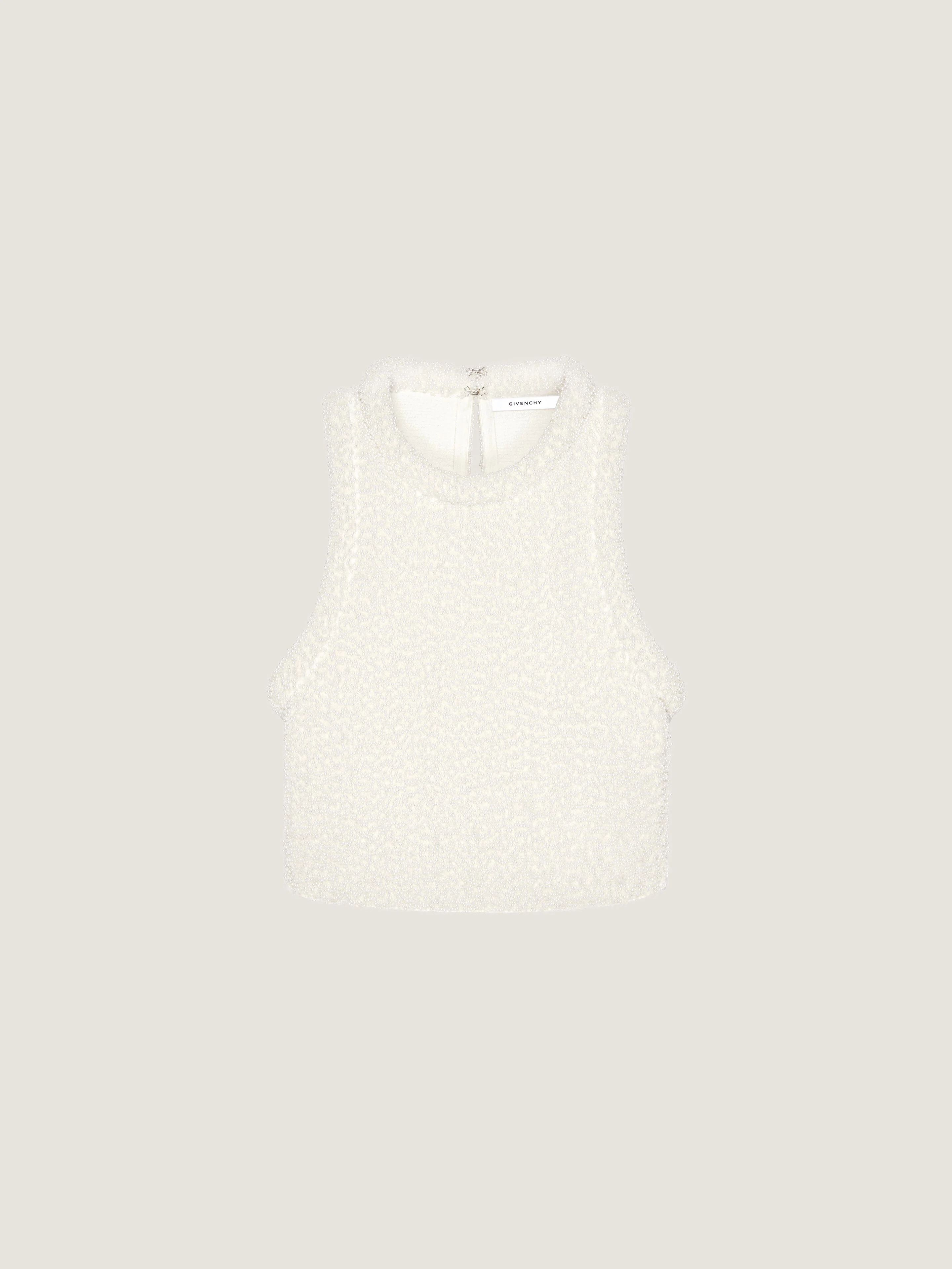 CROPPED TOP IN KNIT WITH EMBROIDERED PEARLS - 1