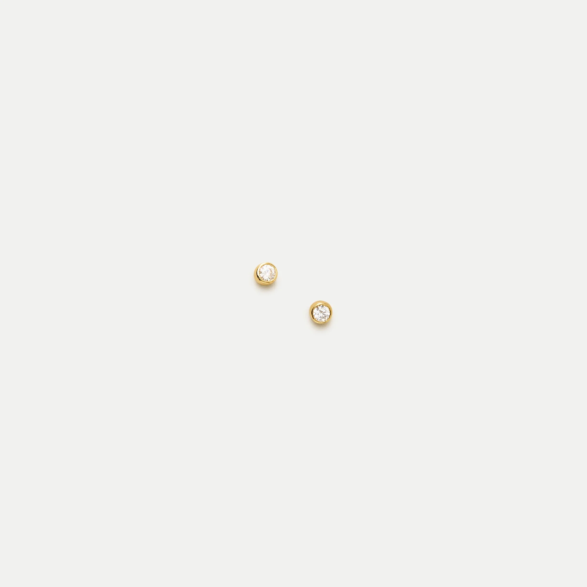 Tiny bezel stud earrings - 1